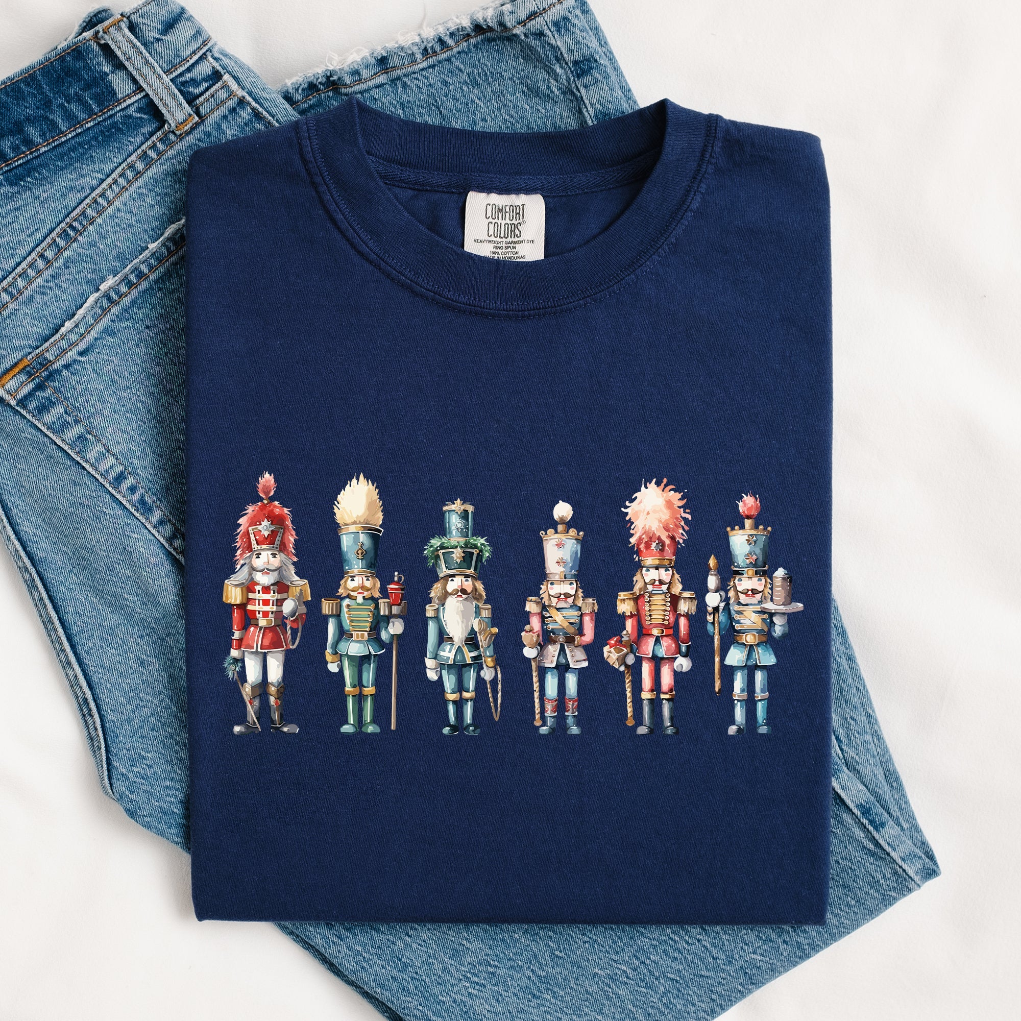 Nutcrackers Christmas Santa Xmas Snow Ballet Vintage Illustration Print Comfort Colors Tee