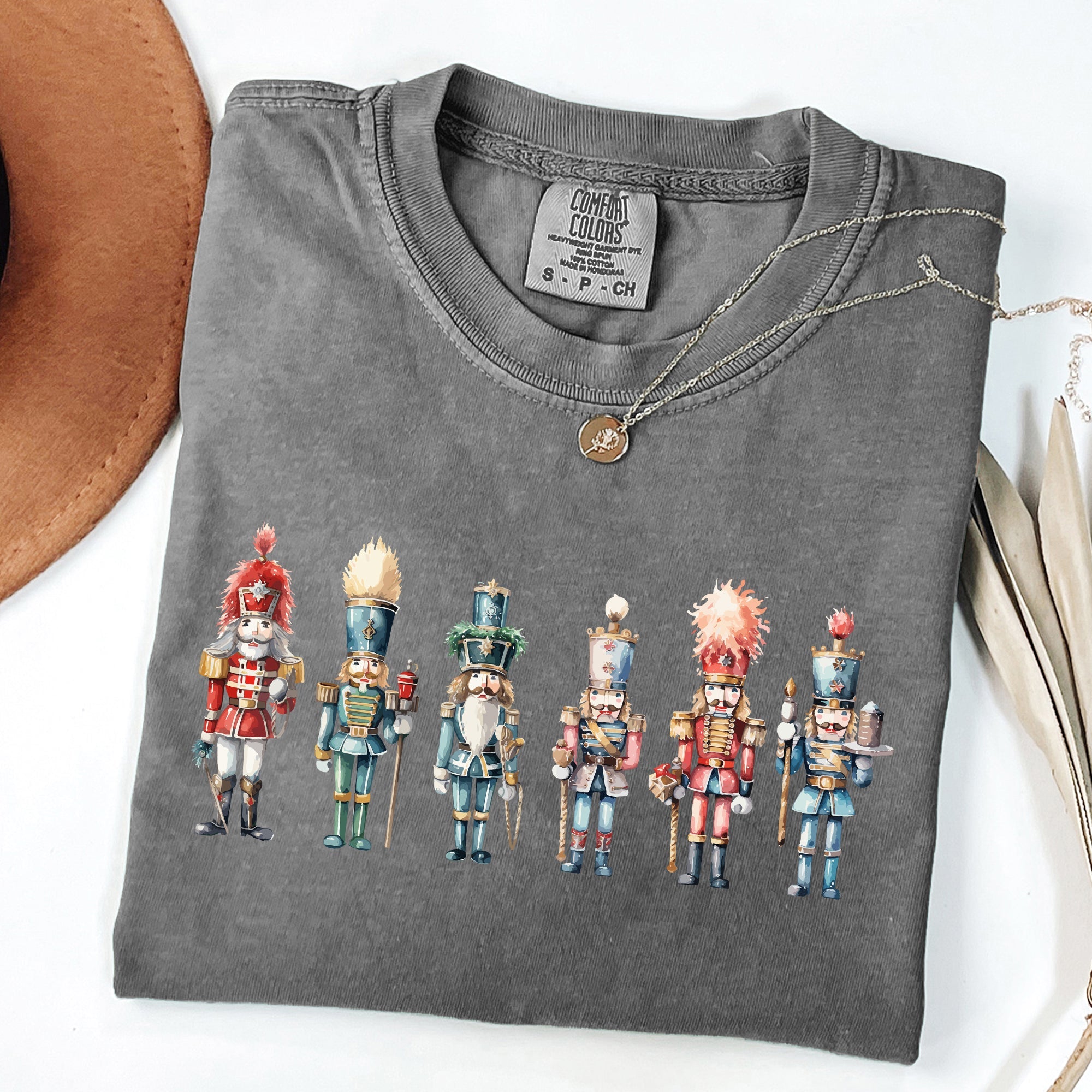 Nutcrackers Christmas Santa Xmas Snow Ballet Vintage Illustration Print Comfort Colors Tee