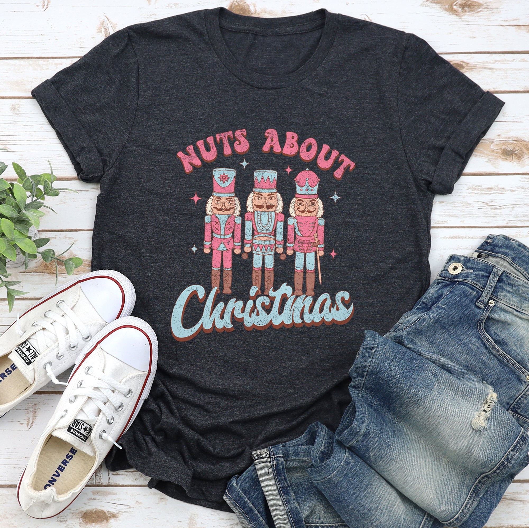 Nuts About Christmas Pink Nutcrackers Festive Holiday Theme Limited Edition Graphic Tee