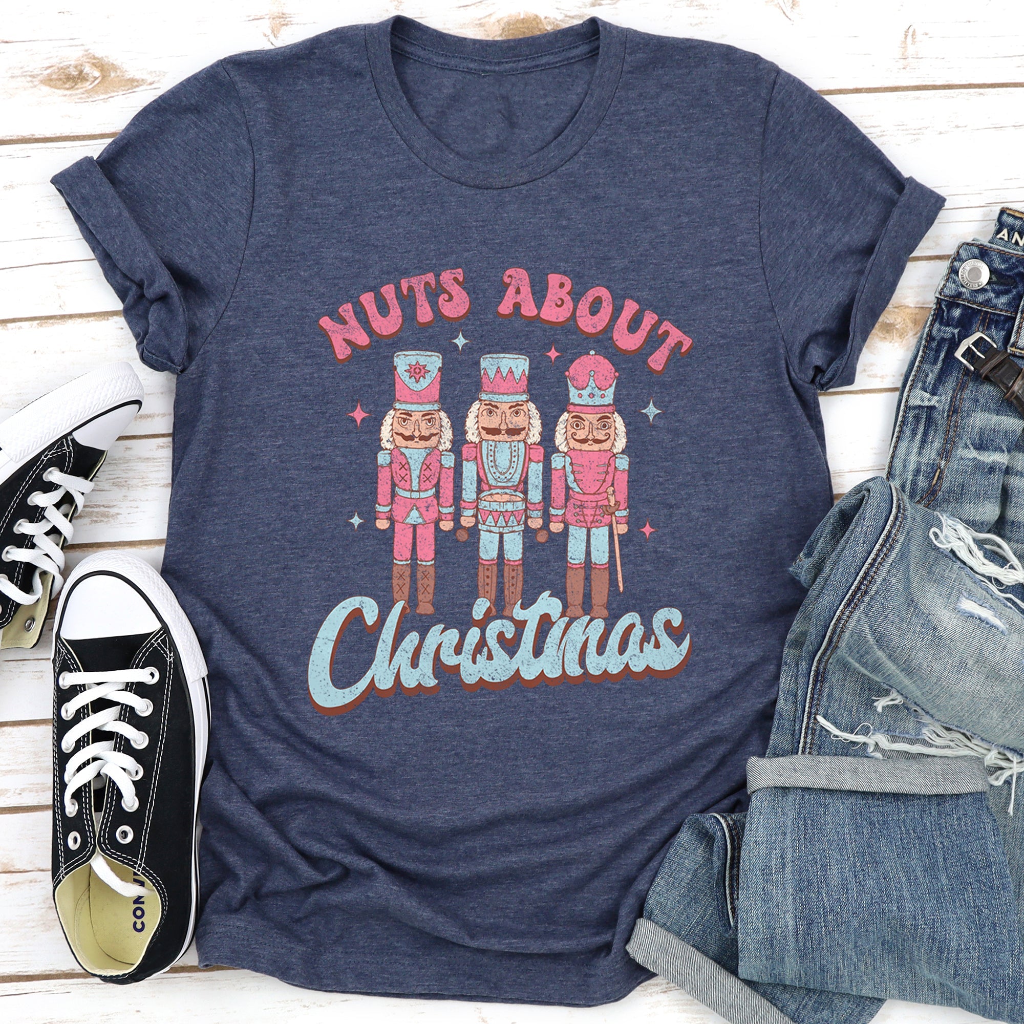 Nuts About Christmas Pink Nutcrackers Festive Holiday Theme Limited Edition Graphic Tee