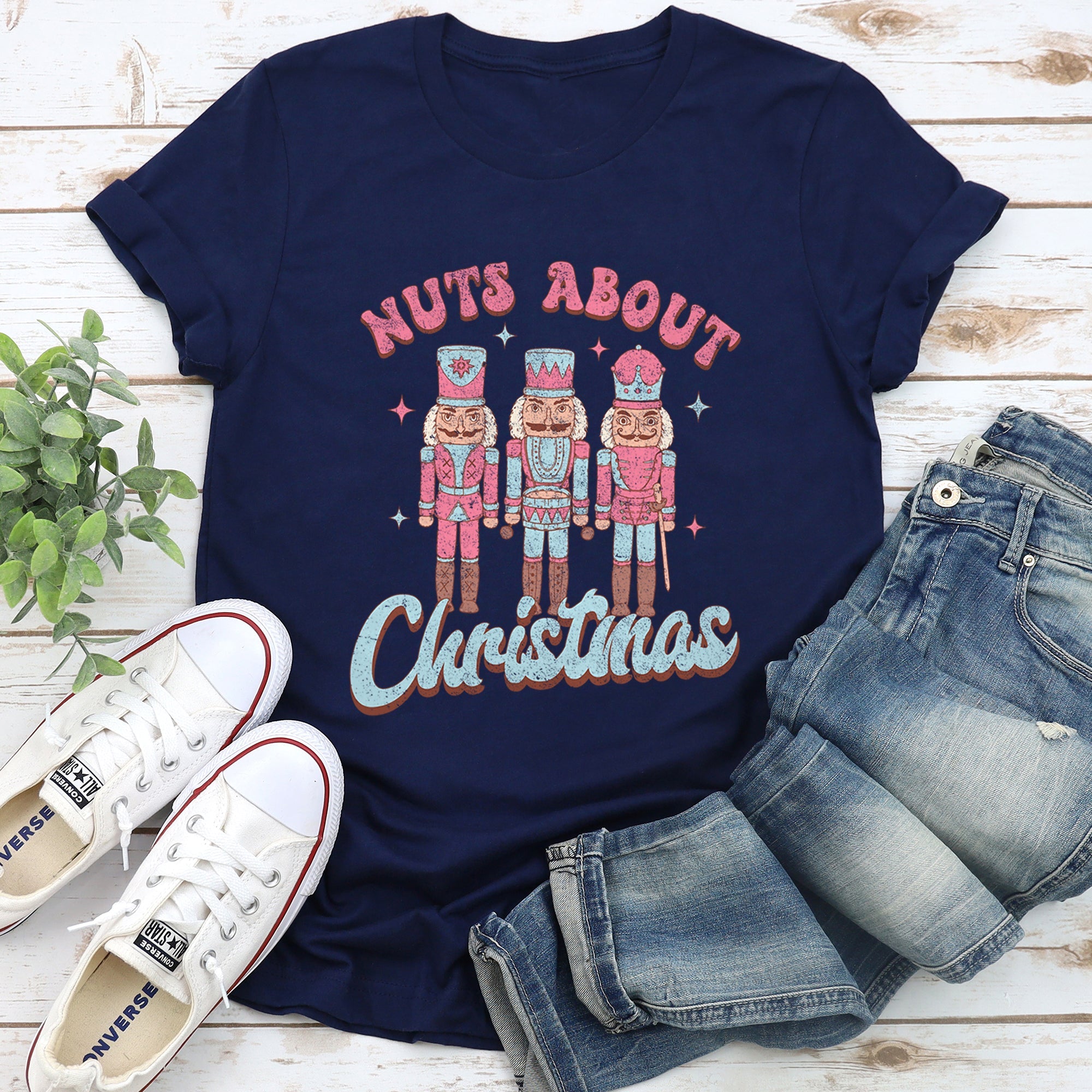 Nuts About Christmas Pink Nutcrackers Festive Holiday Theme Limited Edition Graphic Tee