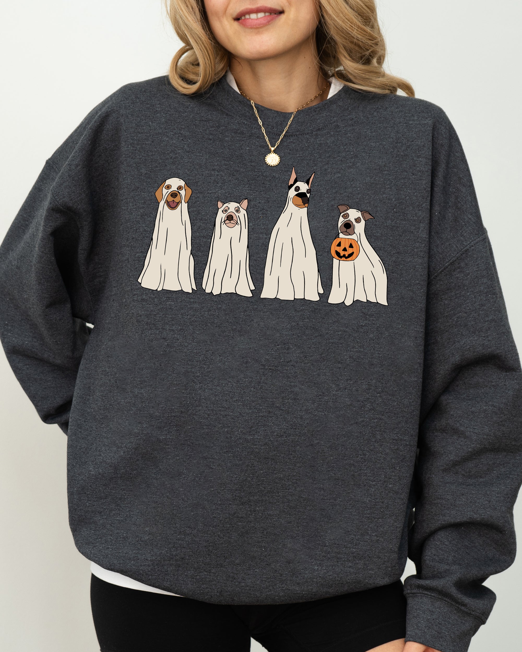 Spooky Ghost Dogs Bathroom Witch Halloween Meme Costume Graphic Illustration Artwork Style Sweatshirt