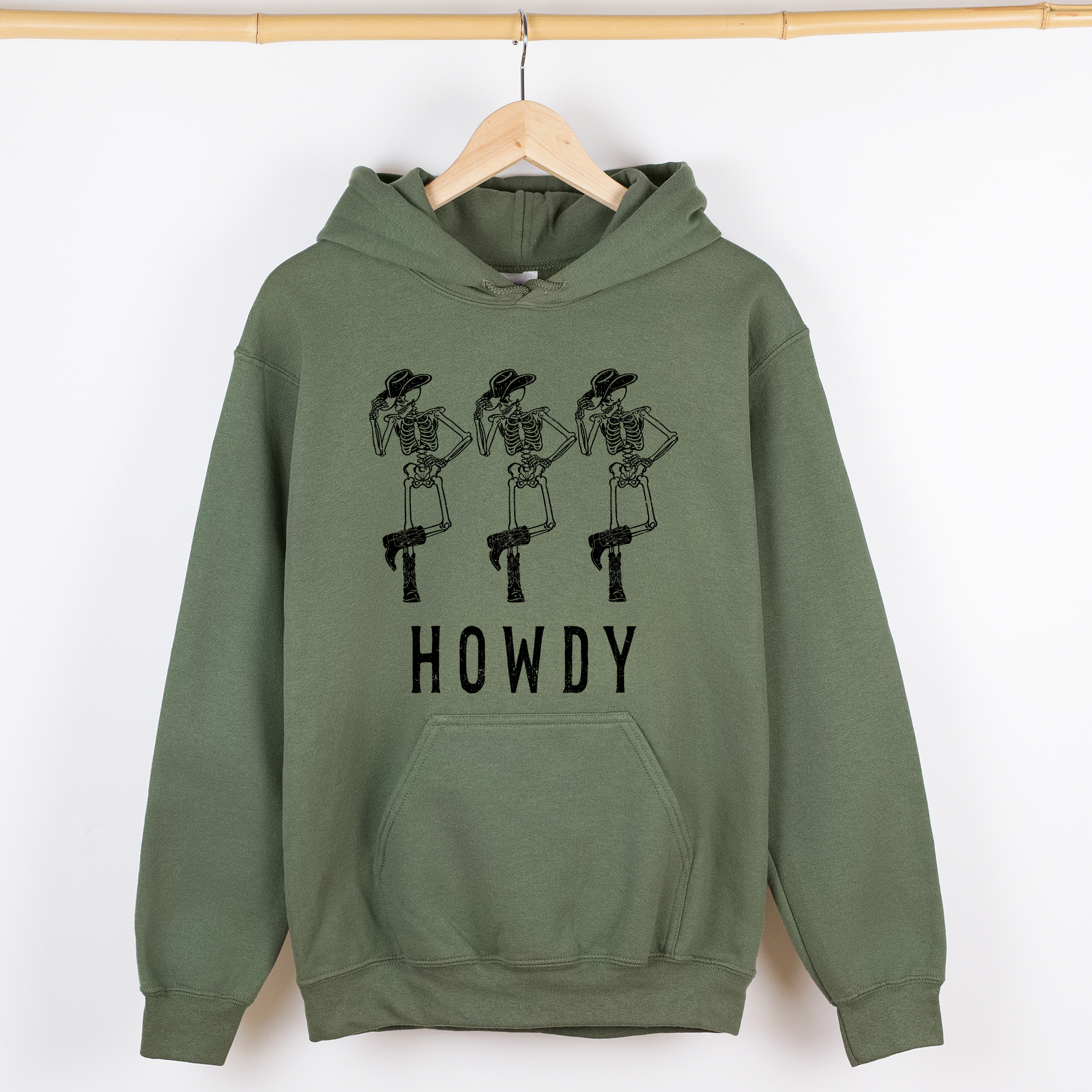 Howdy Skeleton Cowboy Ghost Witch Aesthetic Meme Halloween Spooky Graphic Hoodie