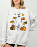 Ghosts And Pumpkins Skeleton Witch Meme Halloween Spooky Graphic Seasonal Sweatshirt