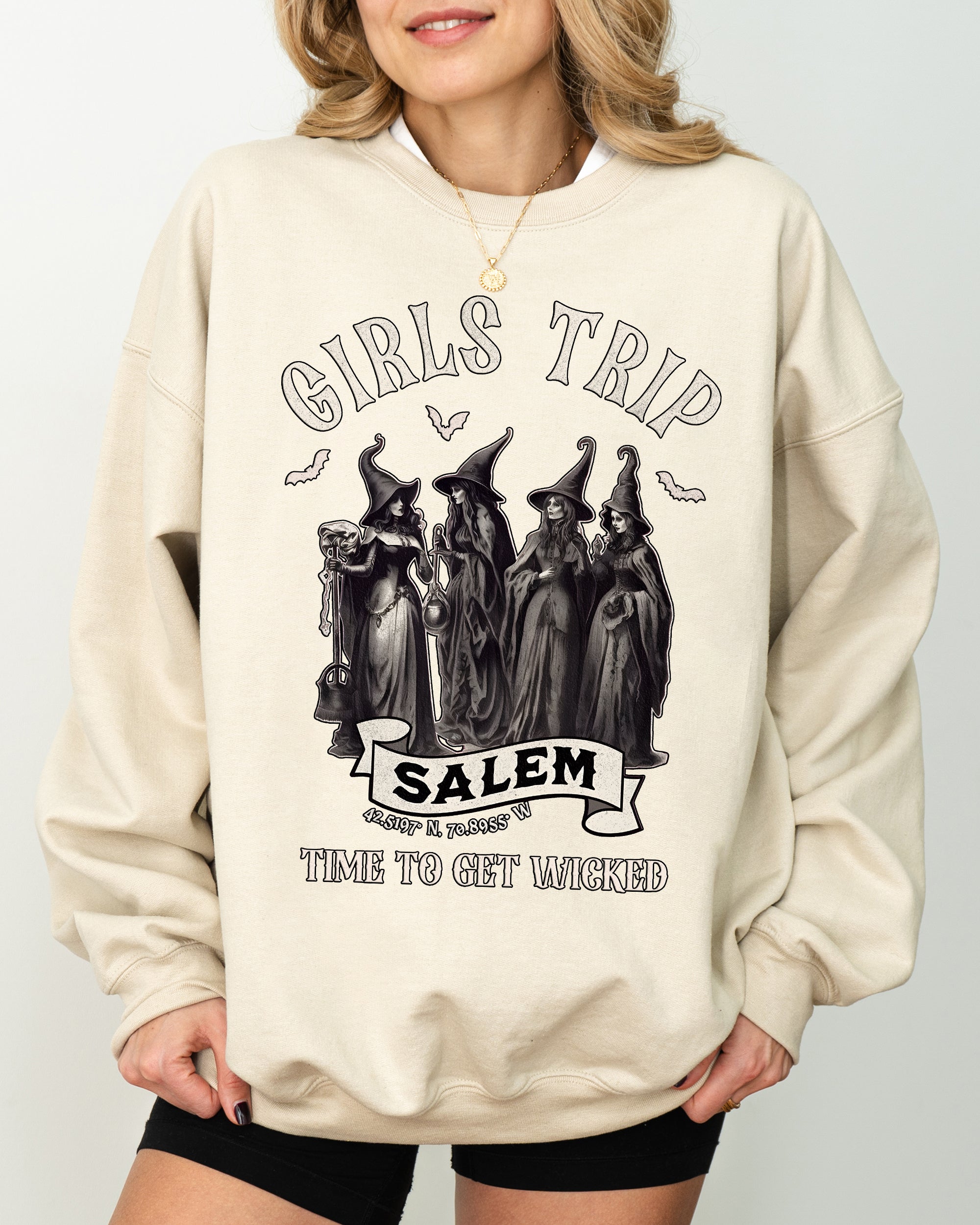 Girls Trip Salem Skeleton Ghost Witch Halloween Spooky Meme Costume Edition Sweatshirt