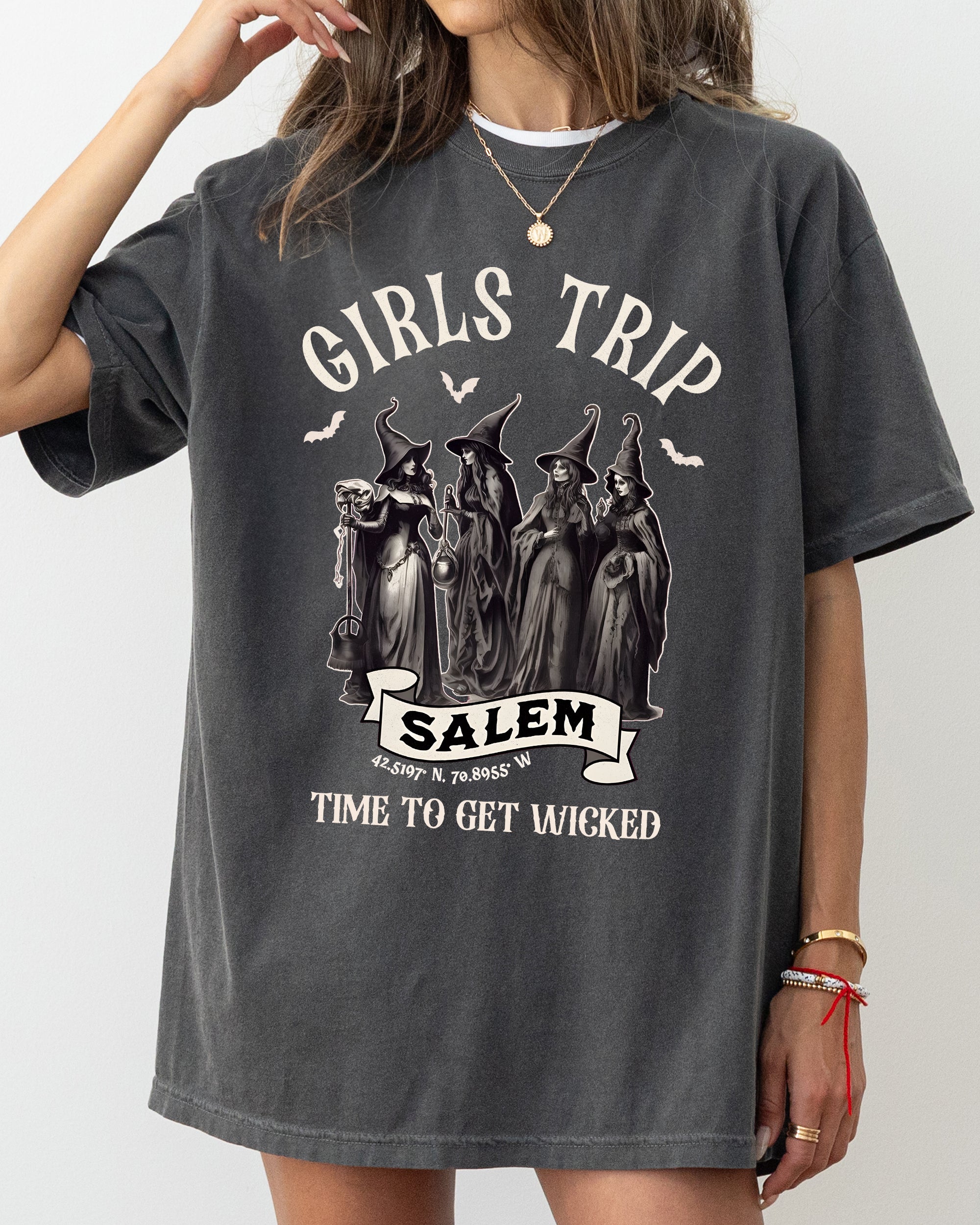 Girls Trip Salem Skeleton Ghost Witch Meme Halloween Spooky Costume Comfort Colors Tee