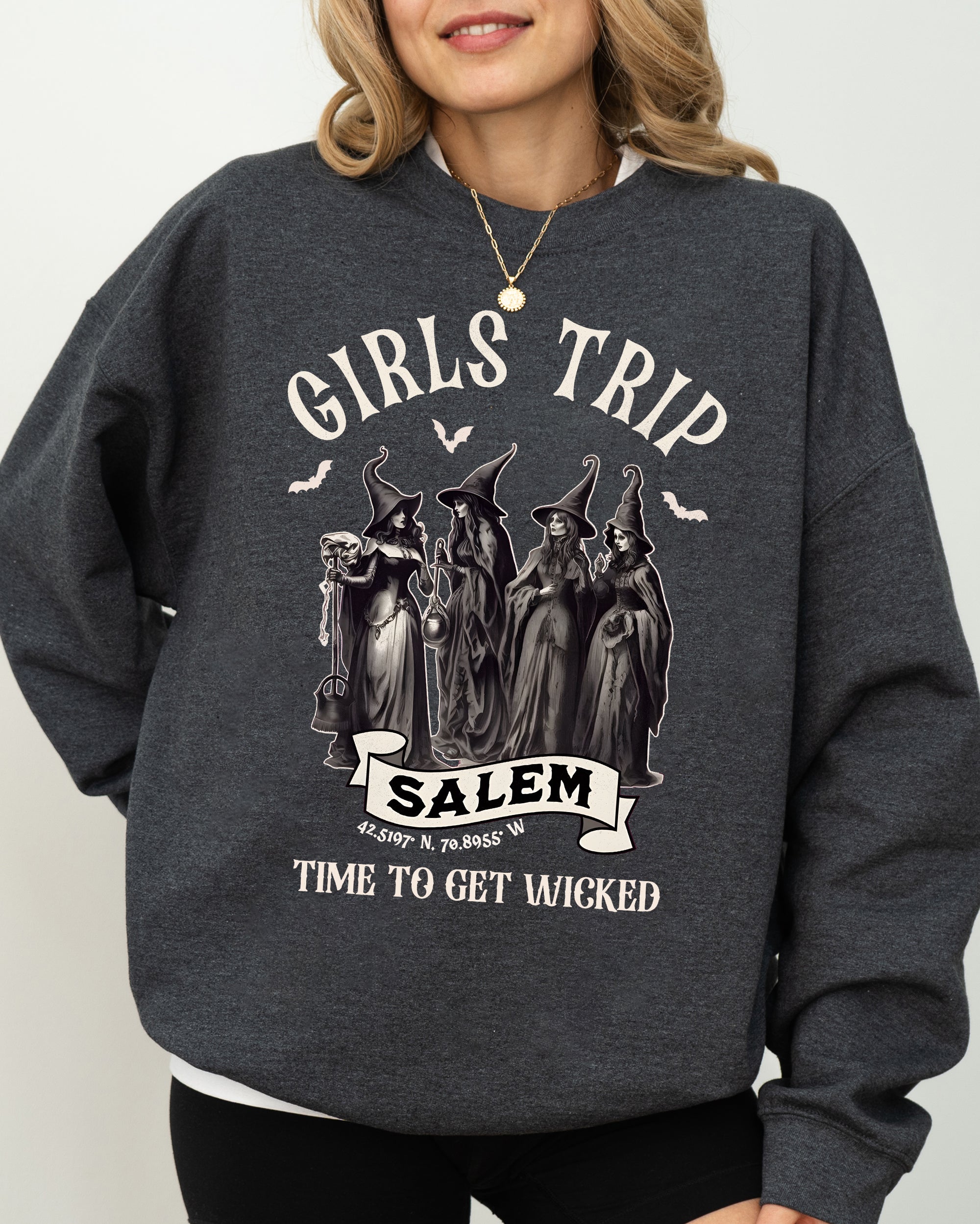 Girls Trip Salem Skeleton Ghost Witch Halloween Spooky Meme Costume Edition Sweatshirt