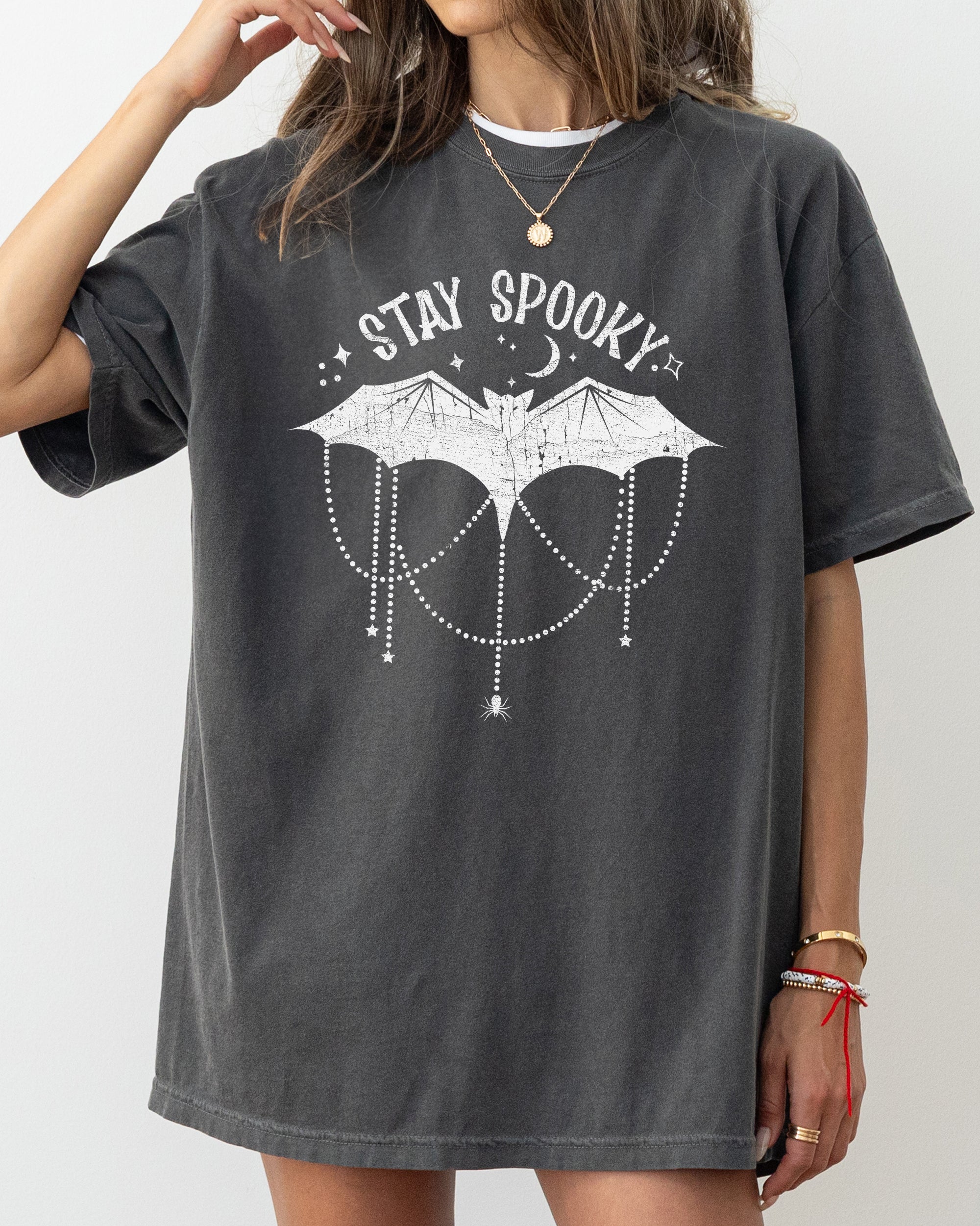 Stay Spooky Bat Skeleton Ghost Witch Halloween Meme Graphic Vintage Edition Comfort Colors Tee