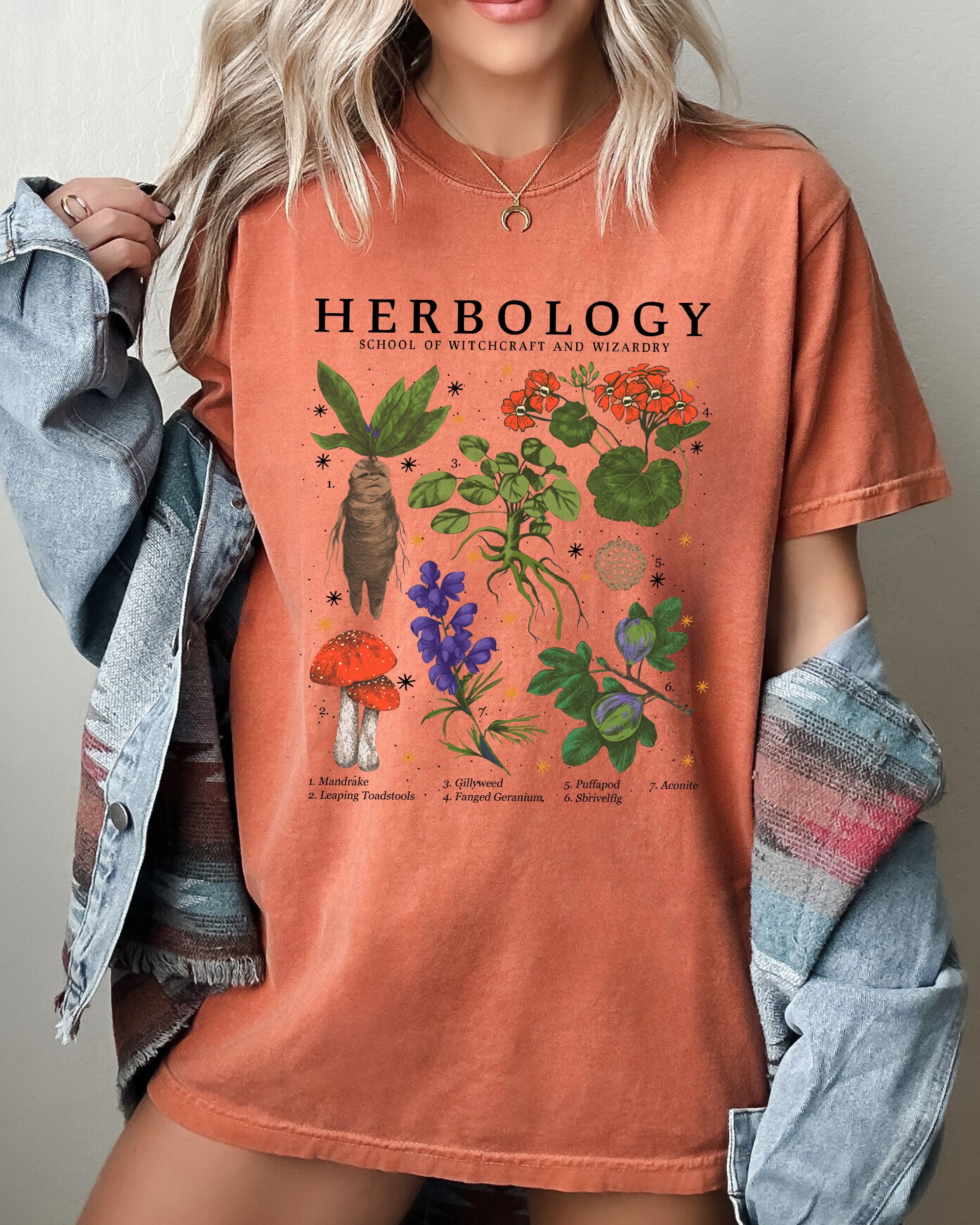 Herbology Mushroom Skeleton Ghost Witch Meme Halloween Spooky Costume Comfort Colors Tee