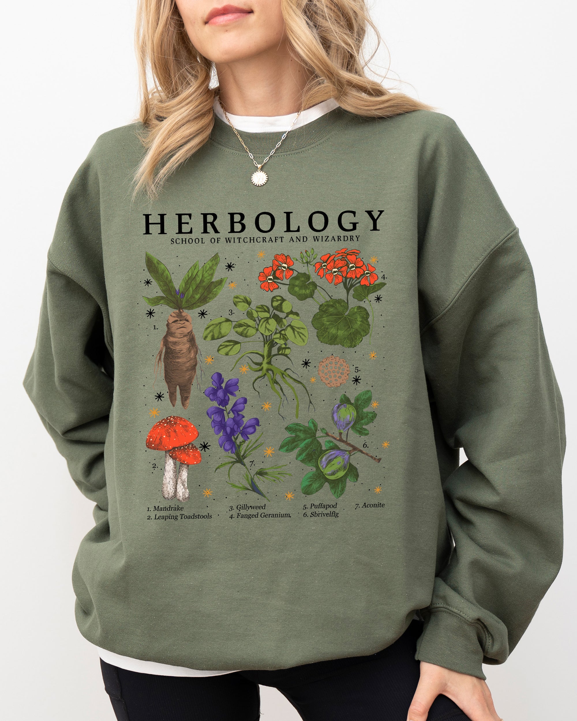 Herbology Mushroom Skeleton Ghost Witch Aesthetic Meme Halloween Spooky Costume Sweatshirt