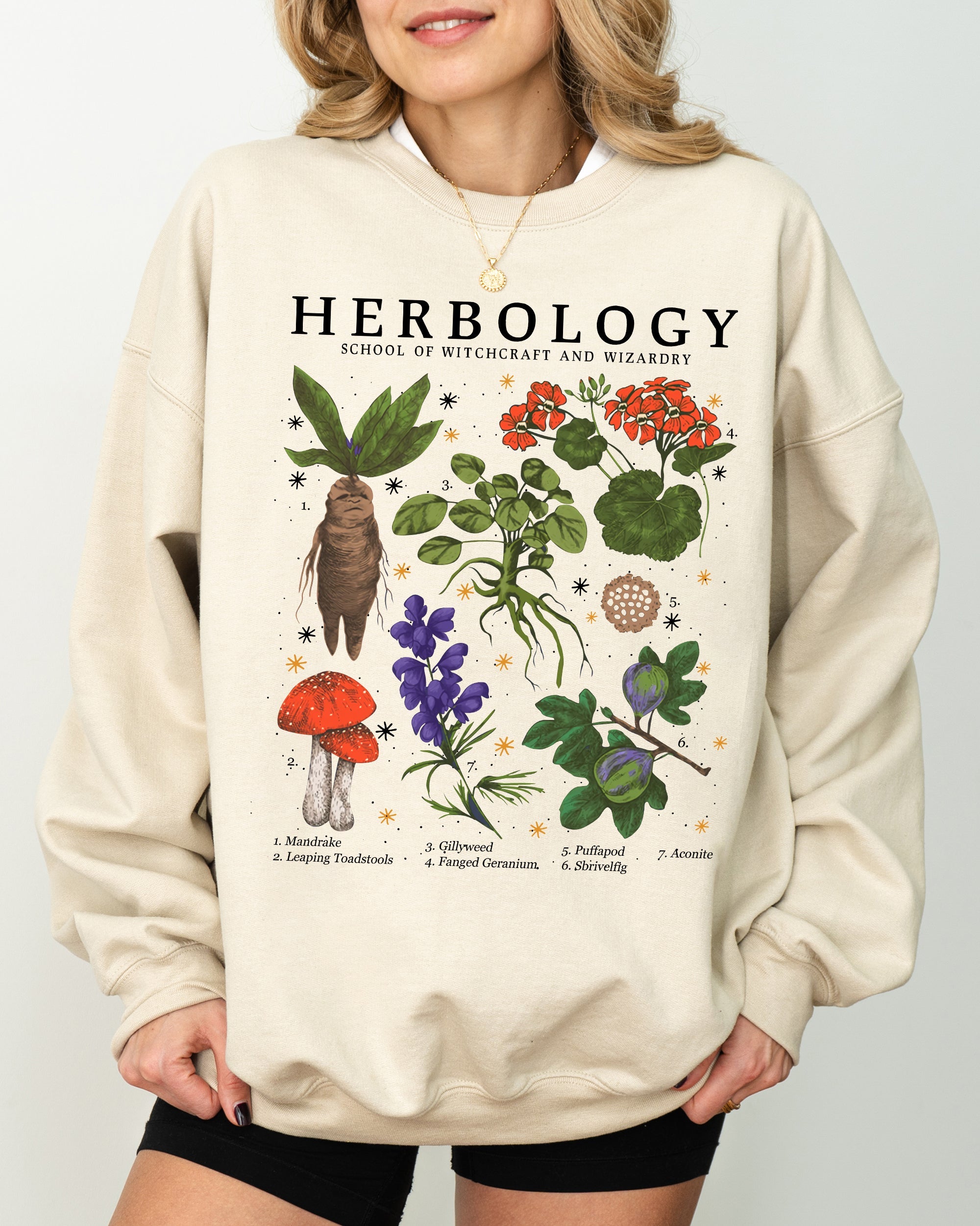 Herbology Mushroom Skeleton Ghost Witch Aesthetic Meme Halloween Spooky Costume Sweatshirt