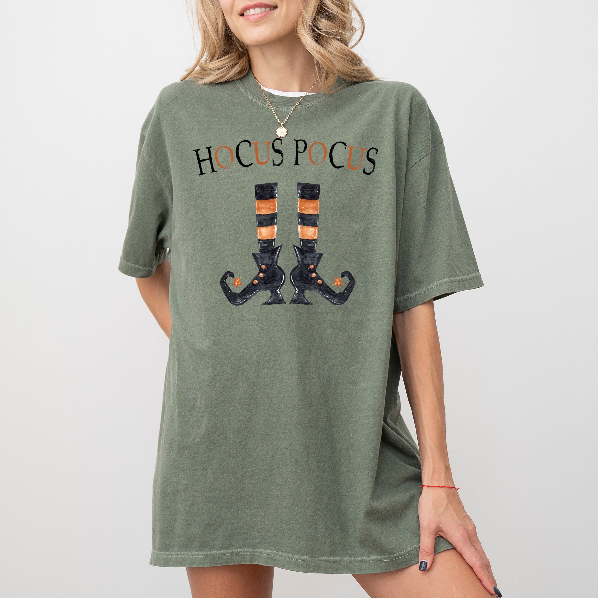 Hocus Pocus Boots Skeleton Witch Halloween Spooky Costume Meme Comfort Colors Tee