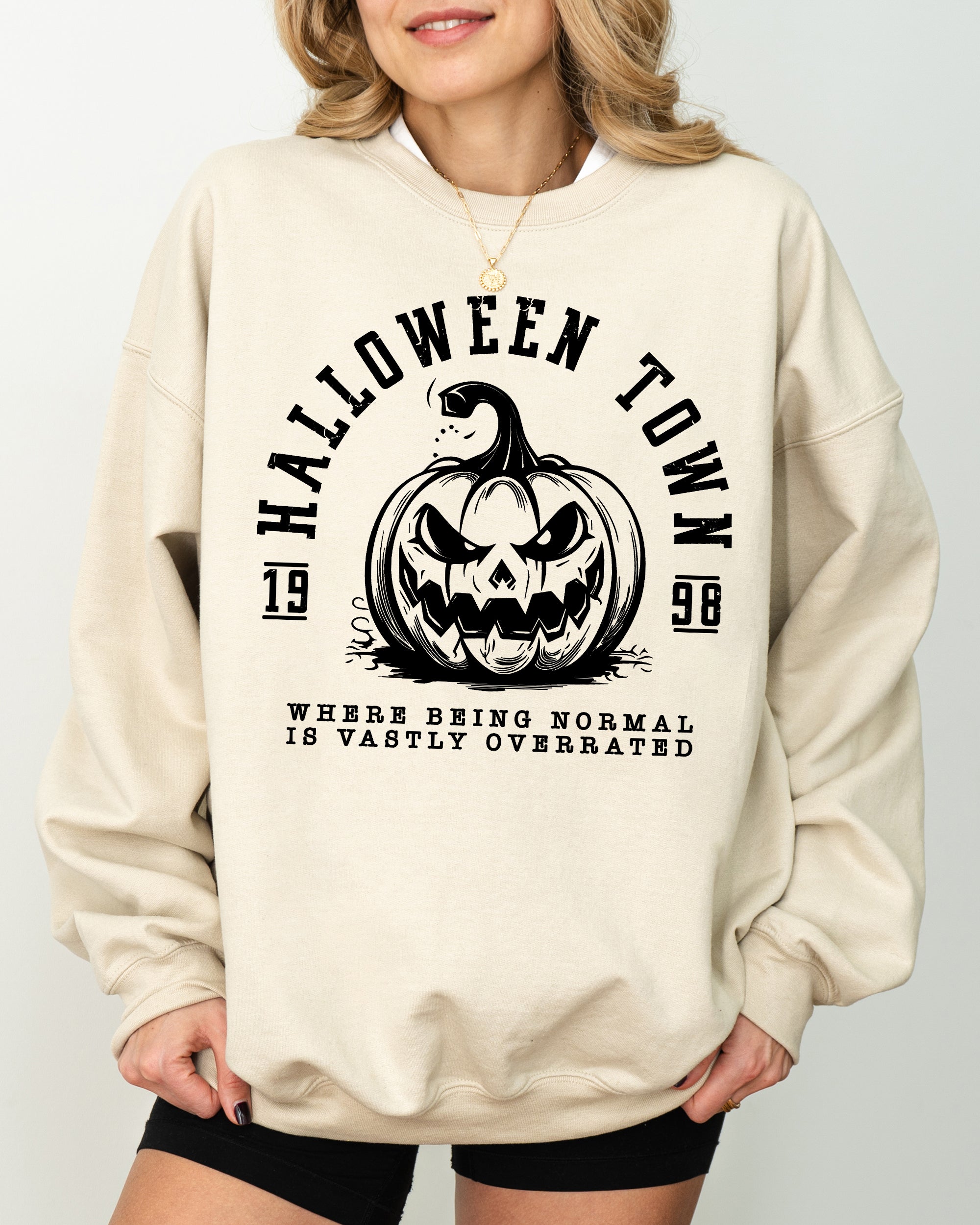 Halloween Town Pumpkin Spooky Skeleton Funny Witch Aesthetic Meme Halloween Costume Sweatshirt