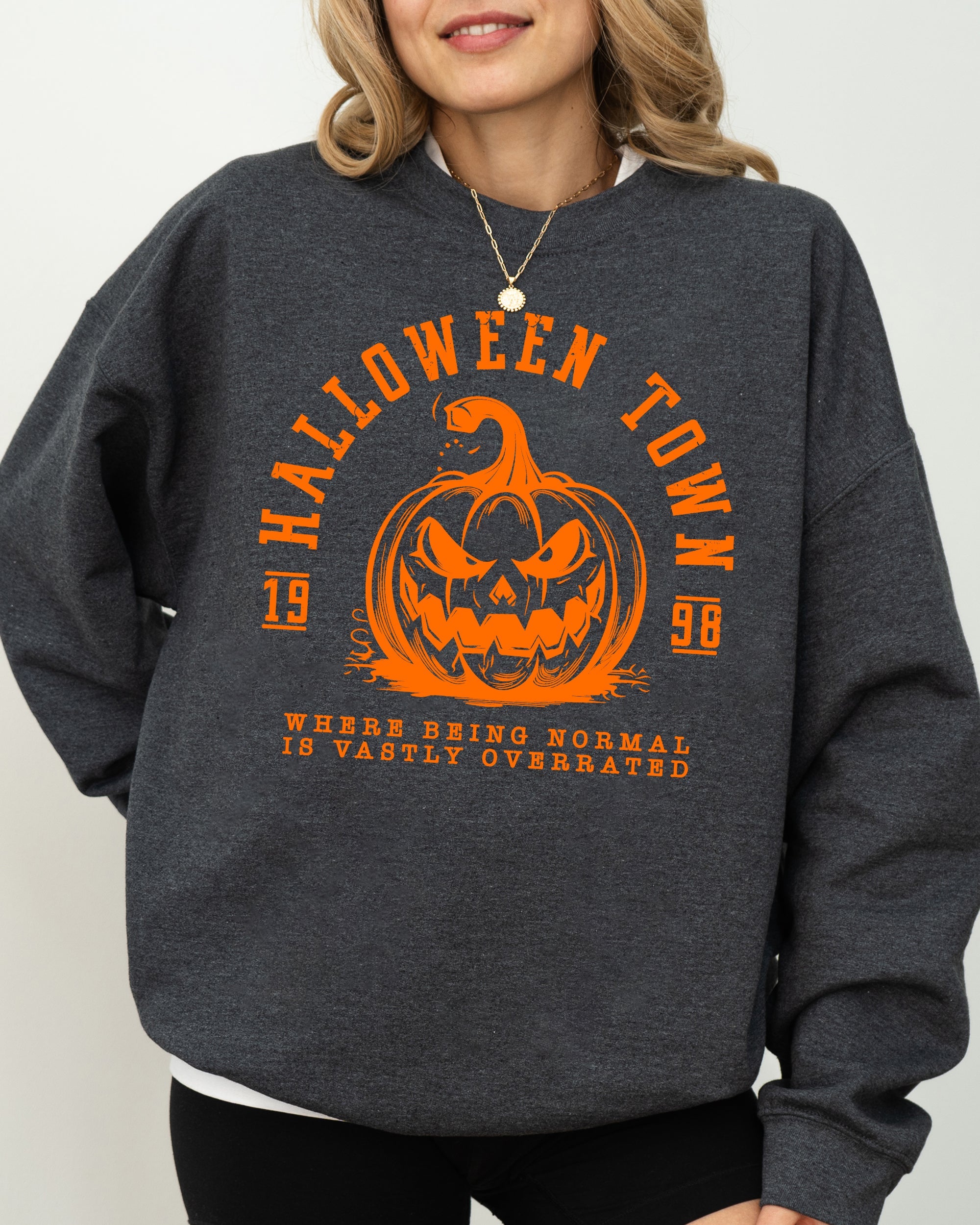 Halloween Town Pumpkin Spooky Skeleton Funny Witch Aesthetic Meme Halloween Costume Sweatshirt