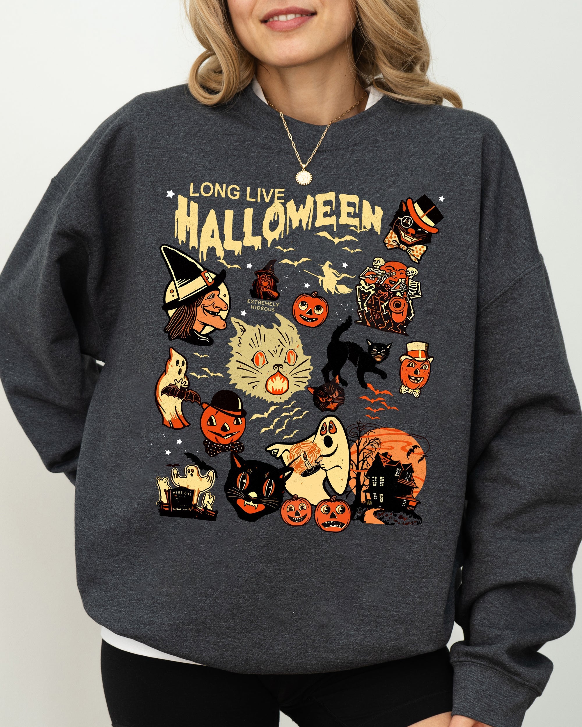 Long Live Halloween Pumpkin Spooky Skeleton Funny Witch Aesthetic Meme Halloween Costume Sweatshirt