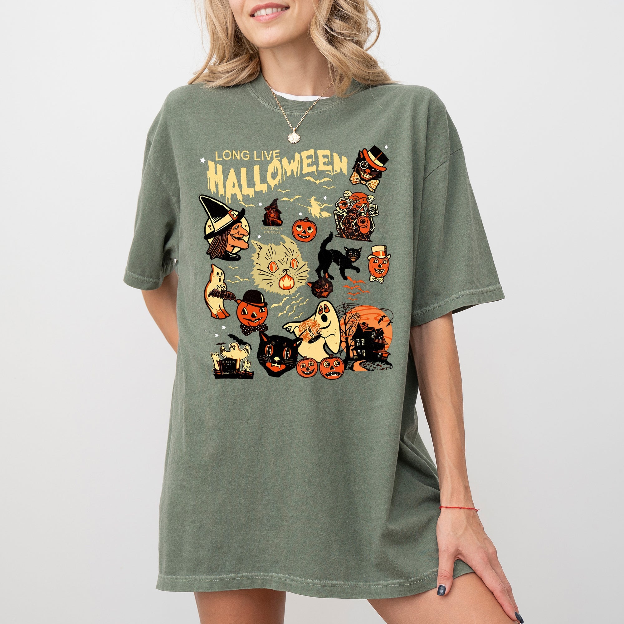 Long Live Halloween Pumpkin Spooky Skeleton Witch Meme Aesthetic Costume Comfort Colors Tee