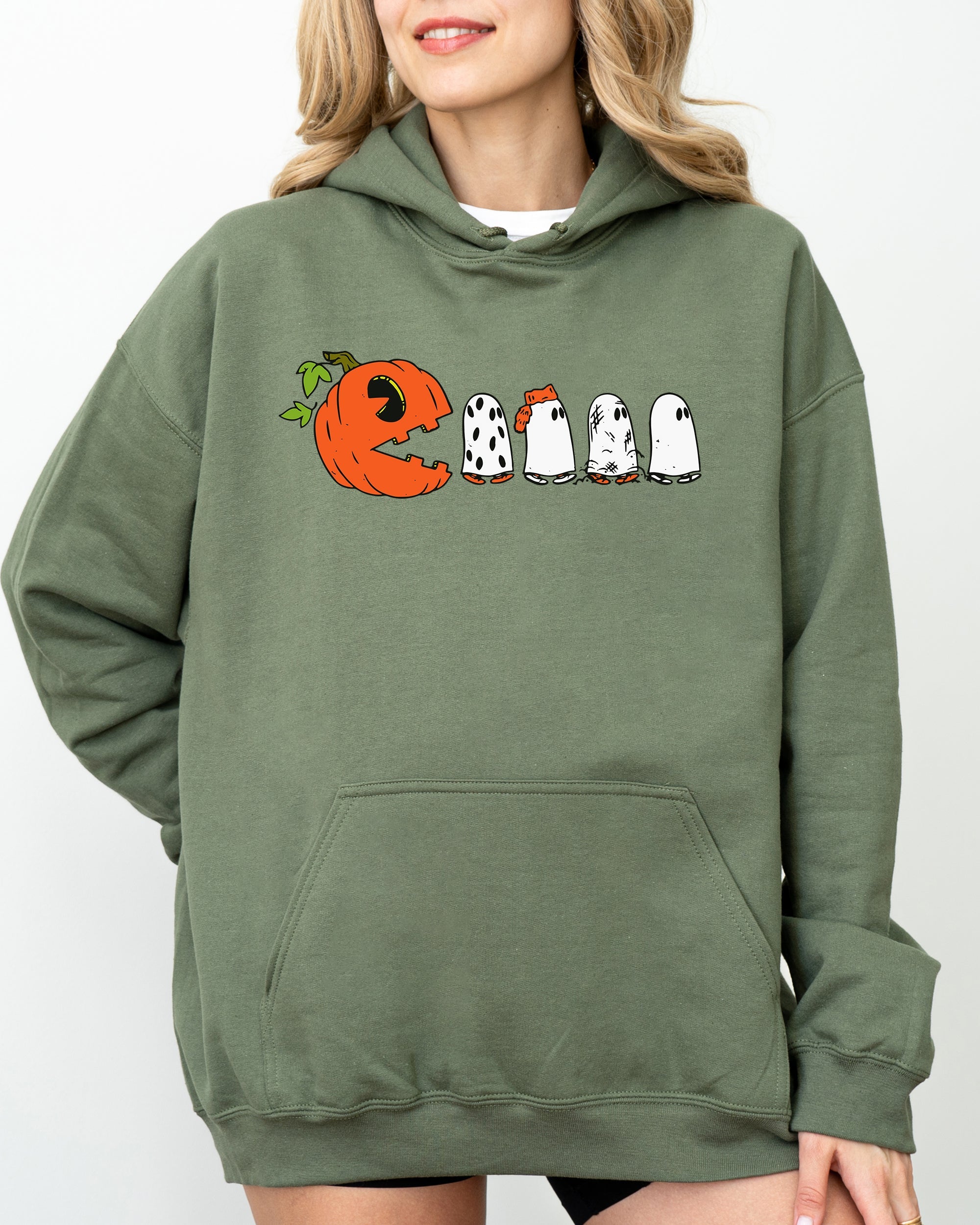 Pacman Pumpkin Spooky Skeleton Witch Aesthetic Meme Halloween Costume Graphic Hoodie