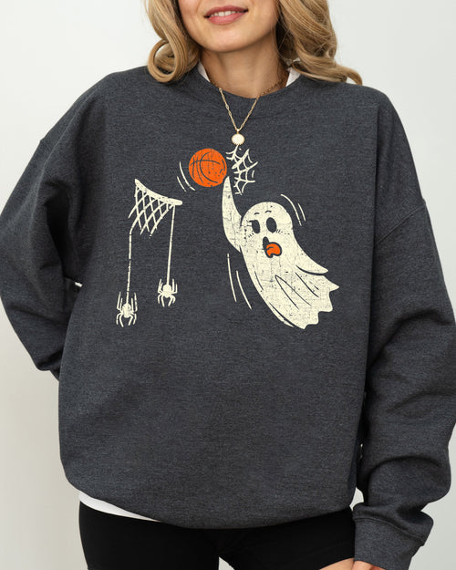 Basketball Ghost Spooky Skeleton Witch Meme Halloween Costume Graphic Sweatshirt