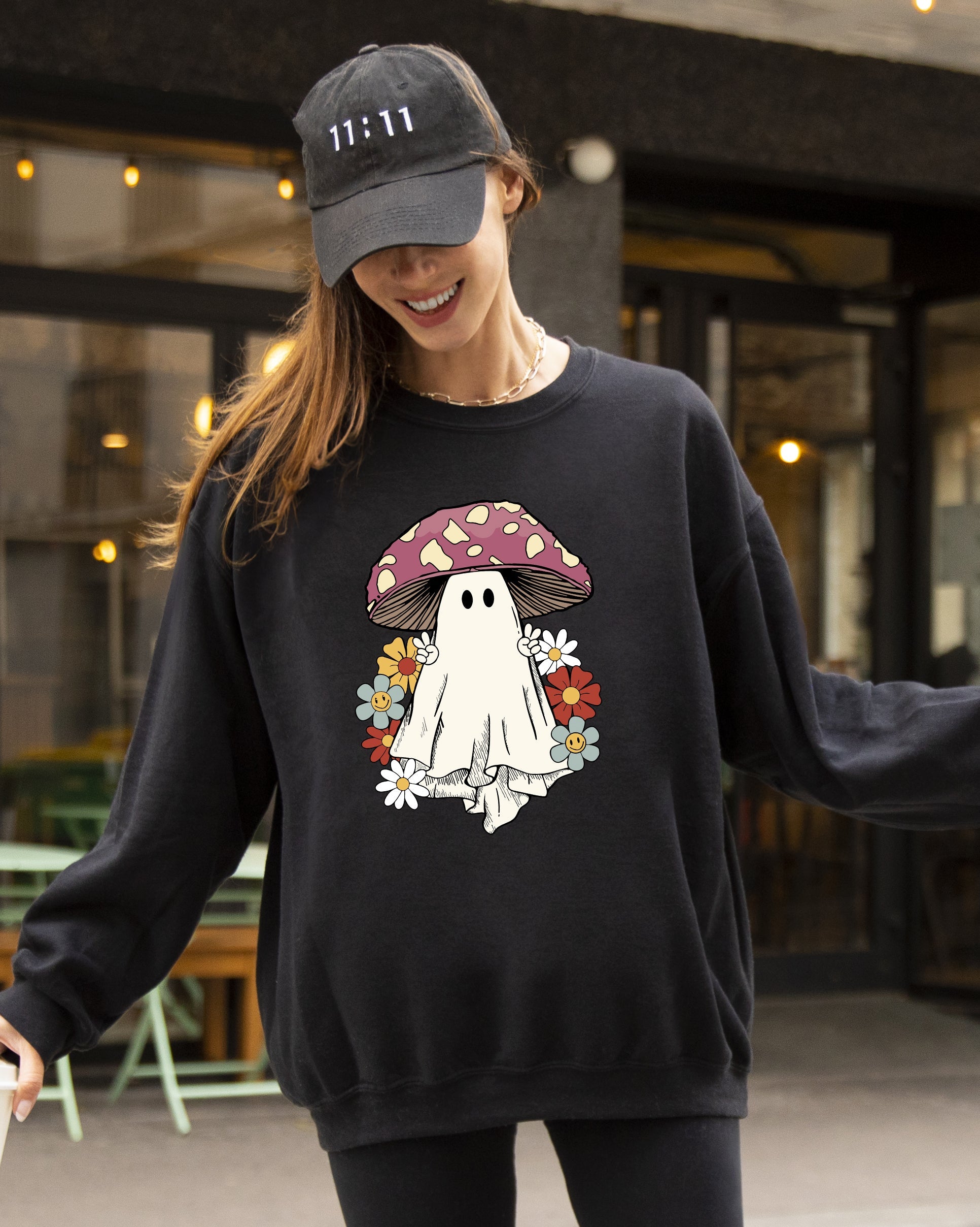 Mushroom Ghost Skeleton Spooky Funny Witch Aesthetic Meme Halloween Costume Sweatshirt