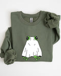 Frog Ghost Skeleton Spooky Witch Halloween Meme Aesthetic Costume Graphic Sweatshirt