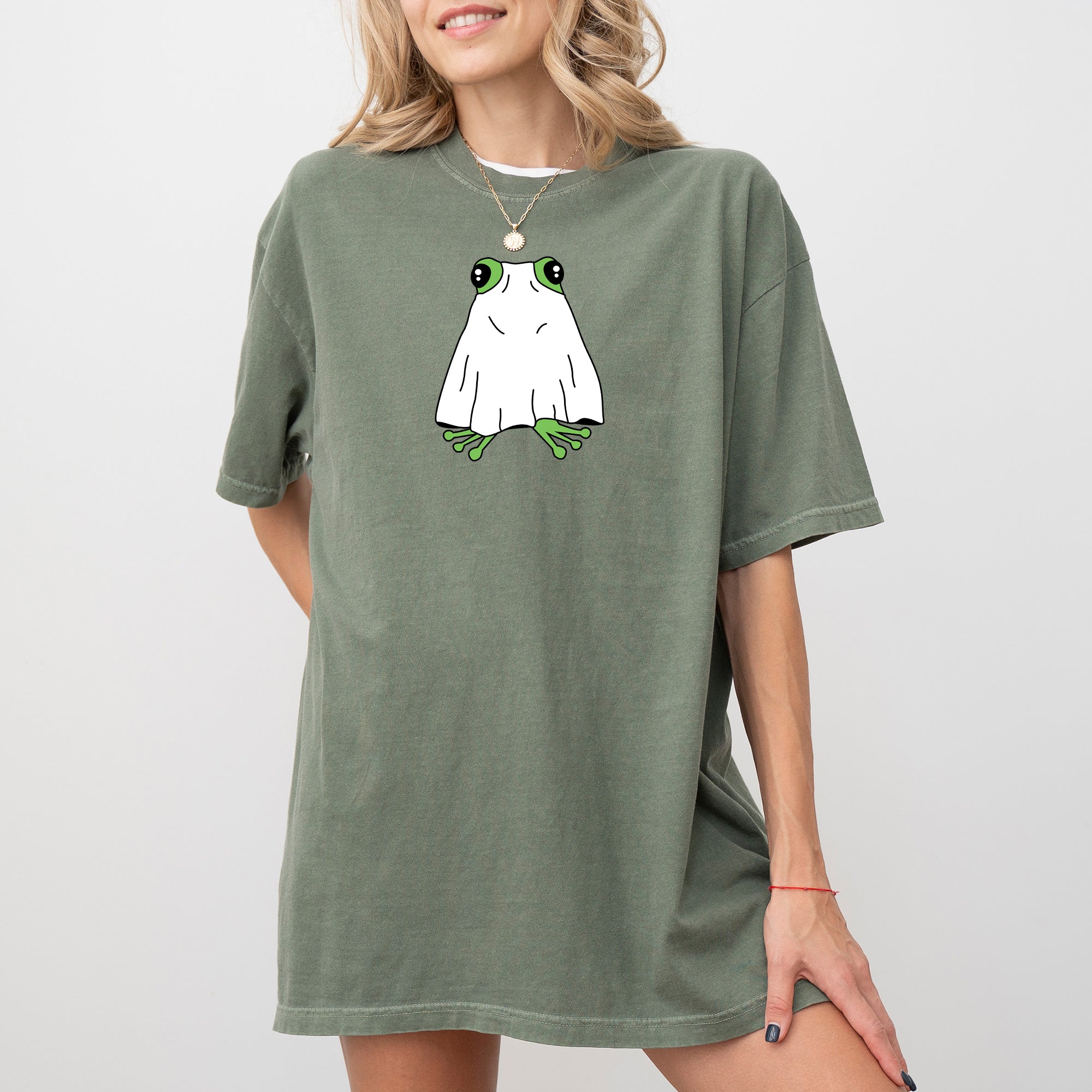 Frog Ghost Skeleton Spooky Witch Halloween Meme Costume Night Parade Comfort Colors Tee
