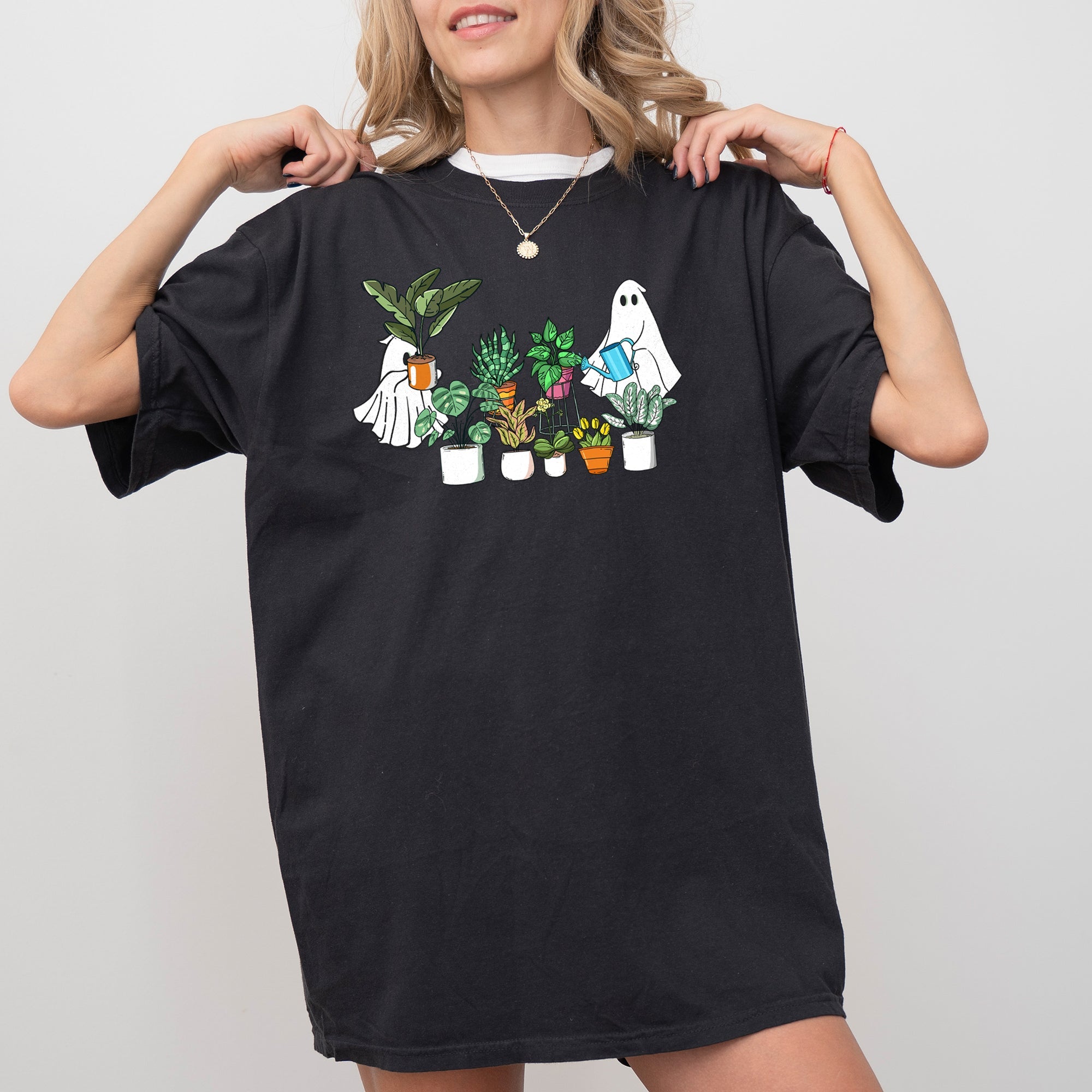 Plant Lover Ghost Skeleton Witch Halloween Meme Vintage Style Haunted Humor Comfort Colors Tee