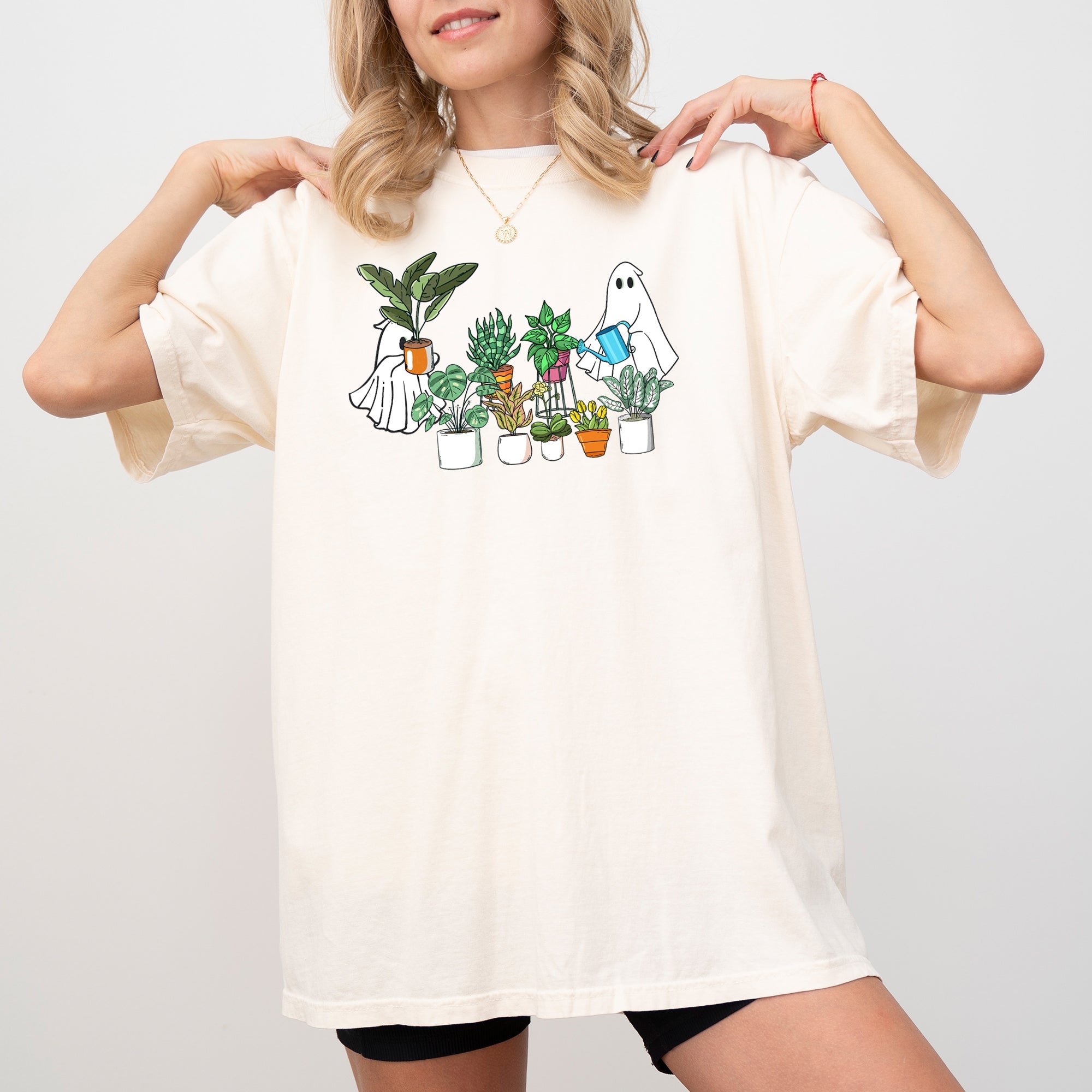 Plant Lover Ghost Skeleton Witch Halloween Meme Vintage Style Haunted Humor Comfort Colors Tee