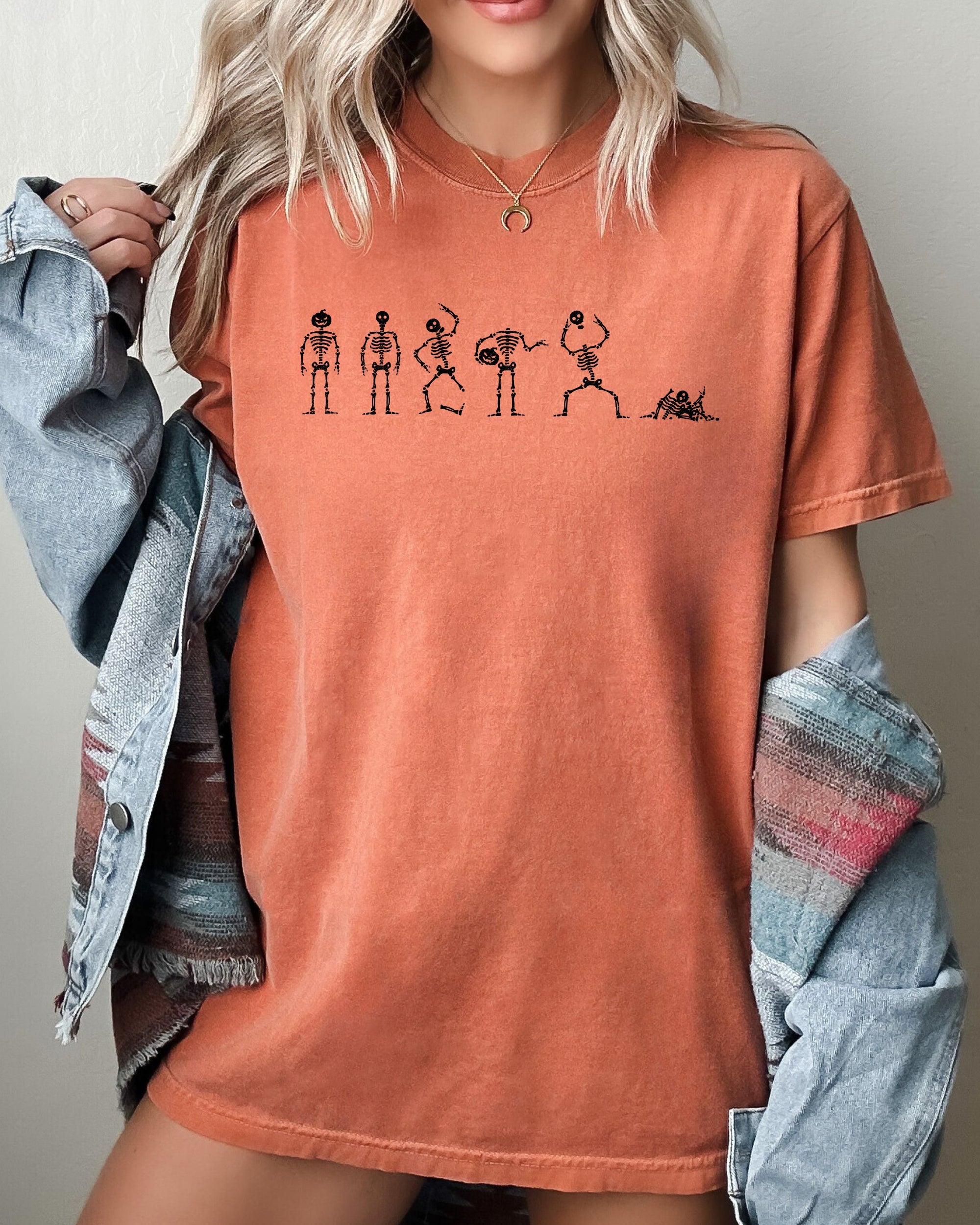 Dancing Skeletons Ghost Spooky Witch Halloween Meme Costume Vintage Vibe Comfort Colors Tee
