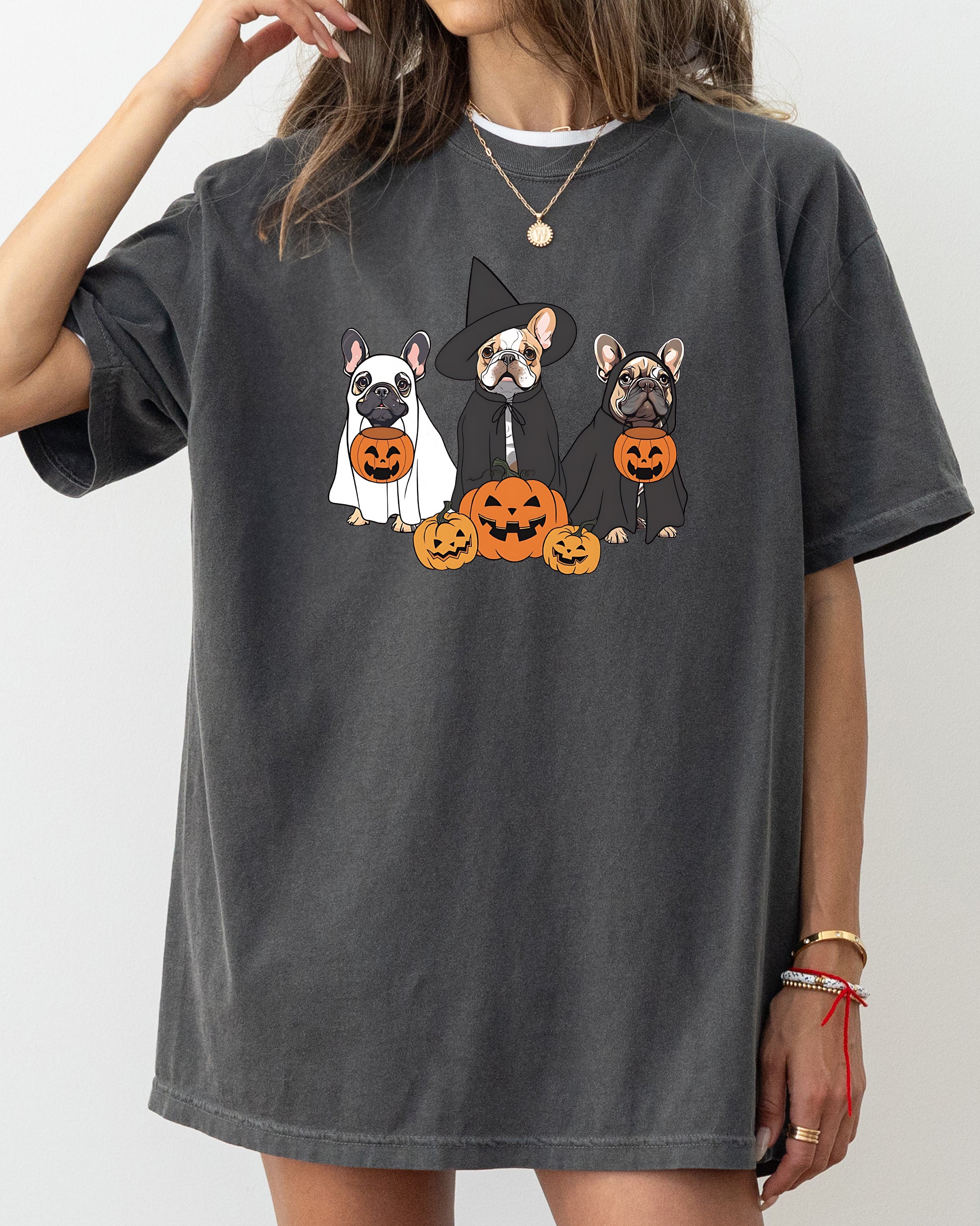 Ghost Dogs Skeleton Halloween Meme Witch Pumpkin Spooky Costume Comfort Colors Tee