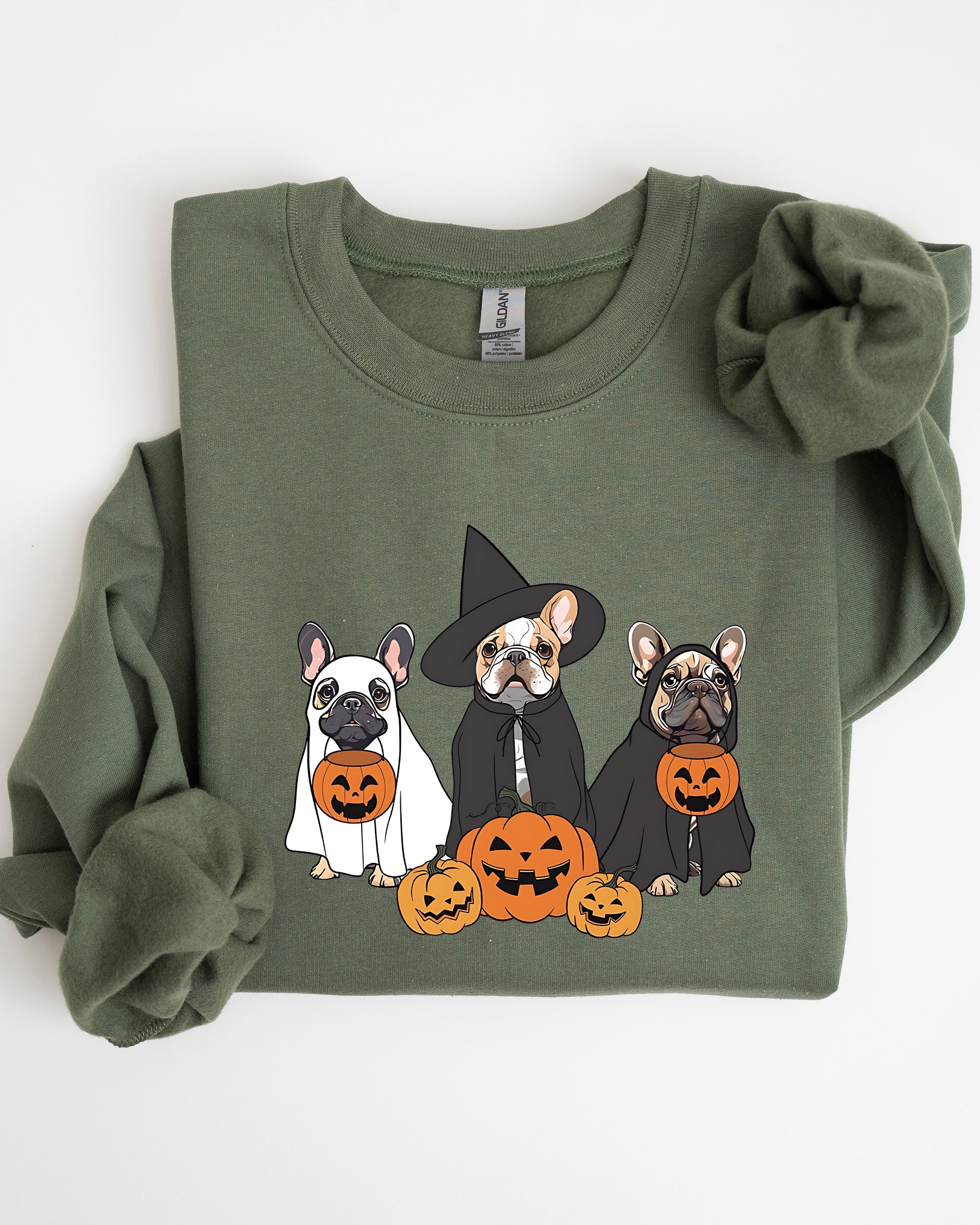 Ghost Dogs Skeleton Halloween Pumpkin Witch Meme Spooky Costume Graphic Sweatshirt