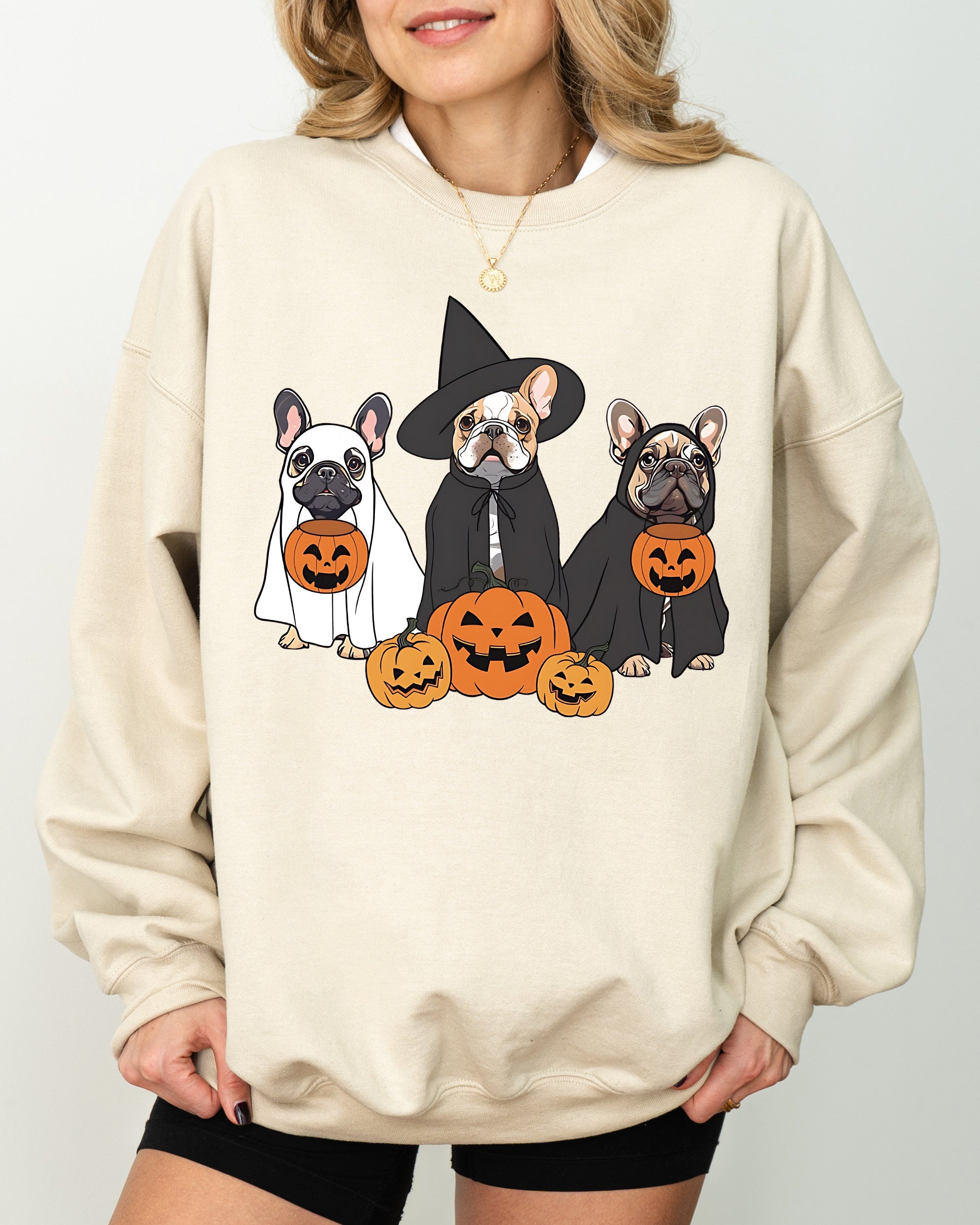 Ghost Dogs Skeleton Halloween Pumpkin Witch Meme Spooky Costume Graphic Sweatshirt