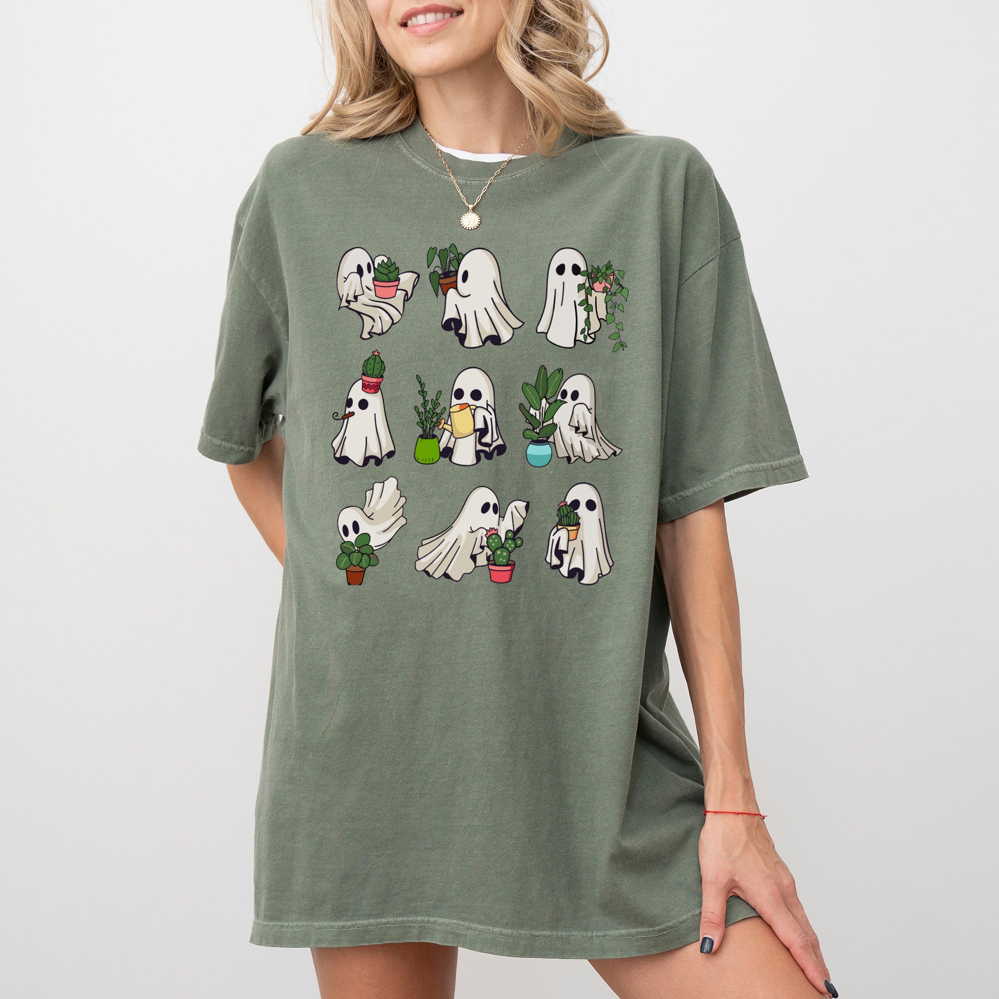 Mini Ghosts Plant Lover Skeleton Coffin Pumpkin Spooky Witch Meme Halloween Costume Comfort Colors Tee