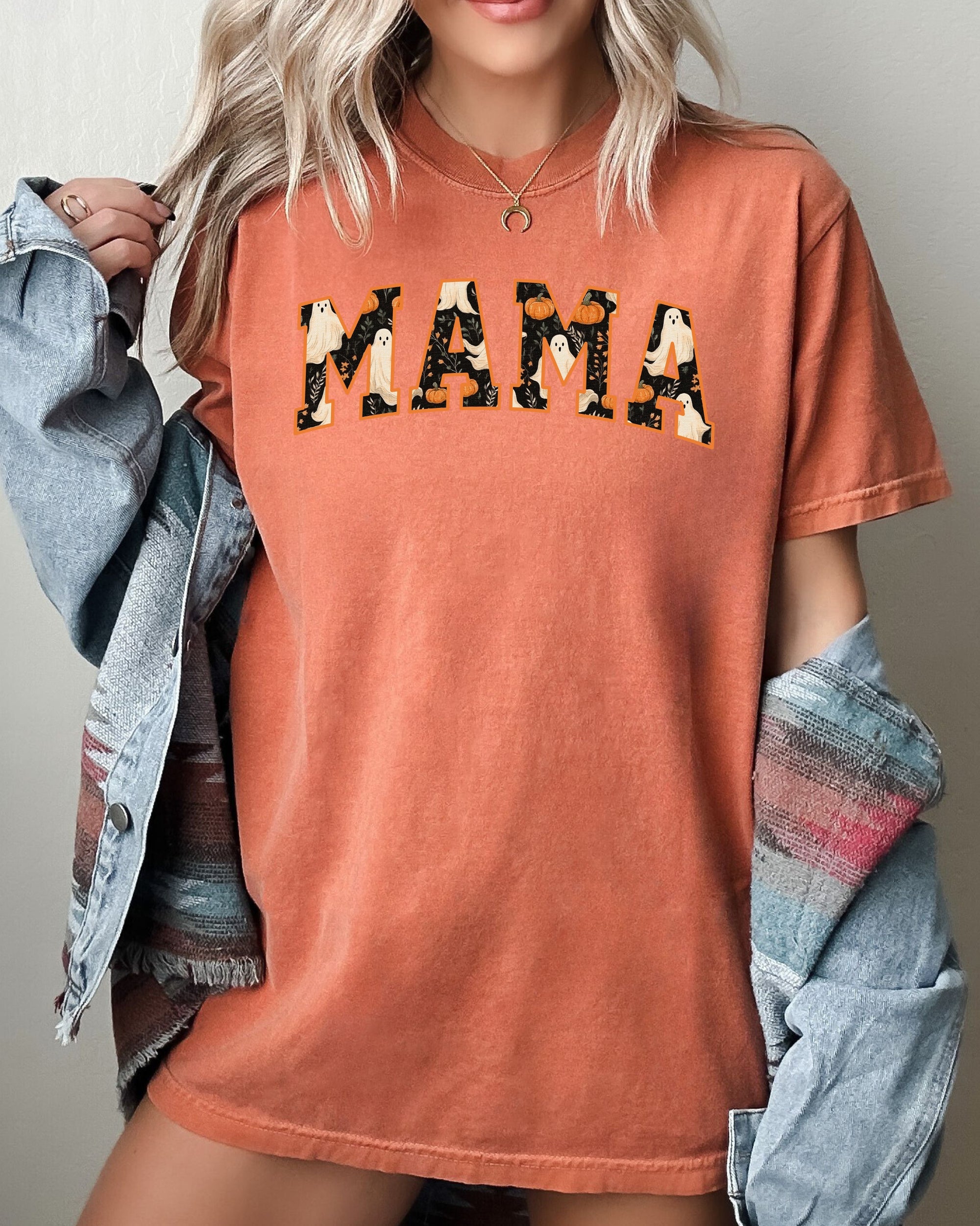 Mama Ghost Skeleton Witch Halloween Meme Vintage Horror Pop Culture Comfort Colors Tee