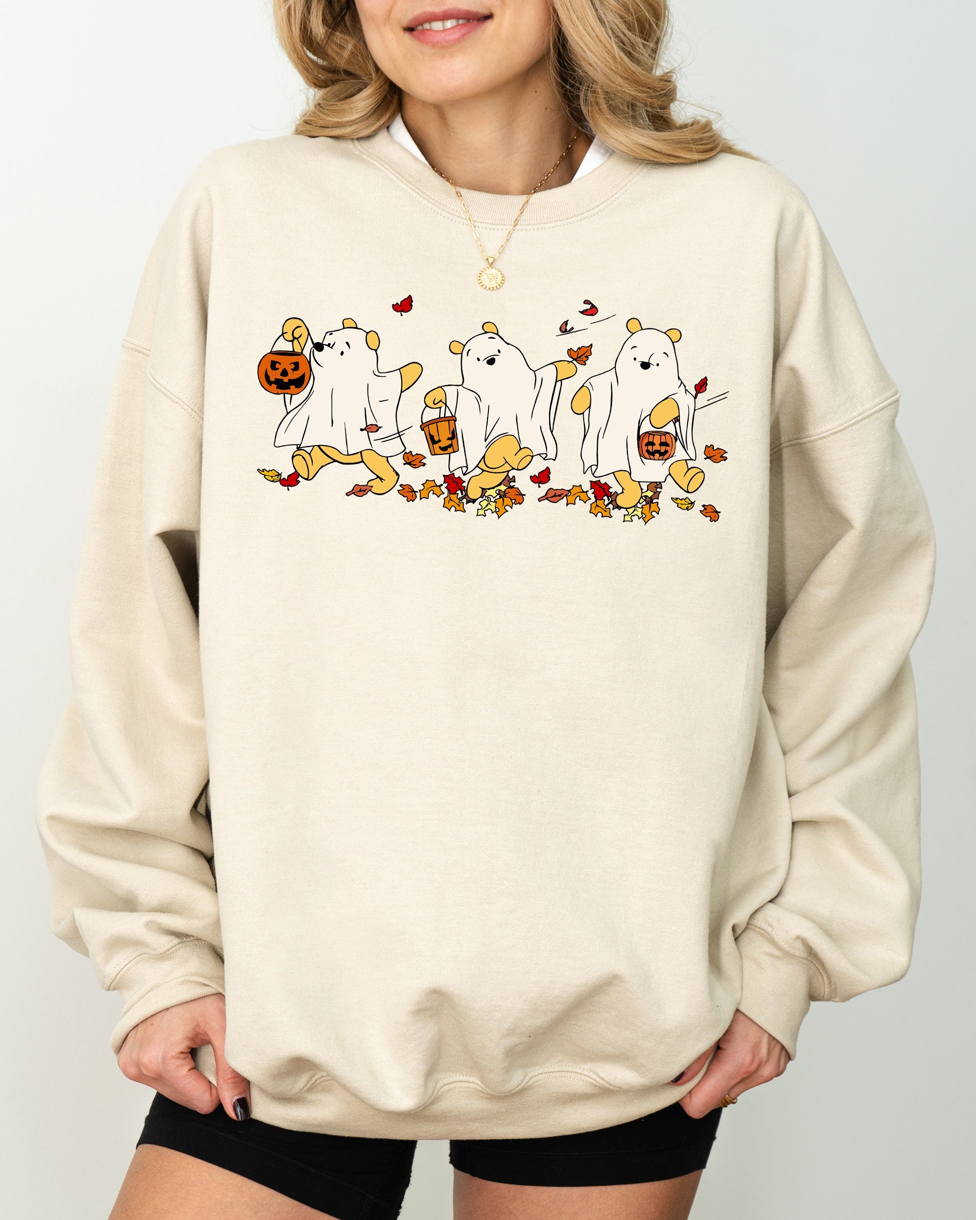 Ghost Pooh Bear Skeleton Halloween Spooky Witch Aesthetic Meme Costume Sweatshirt