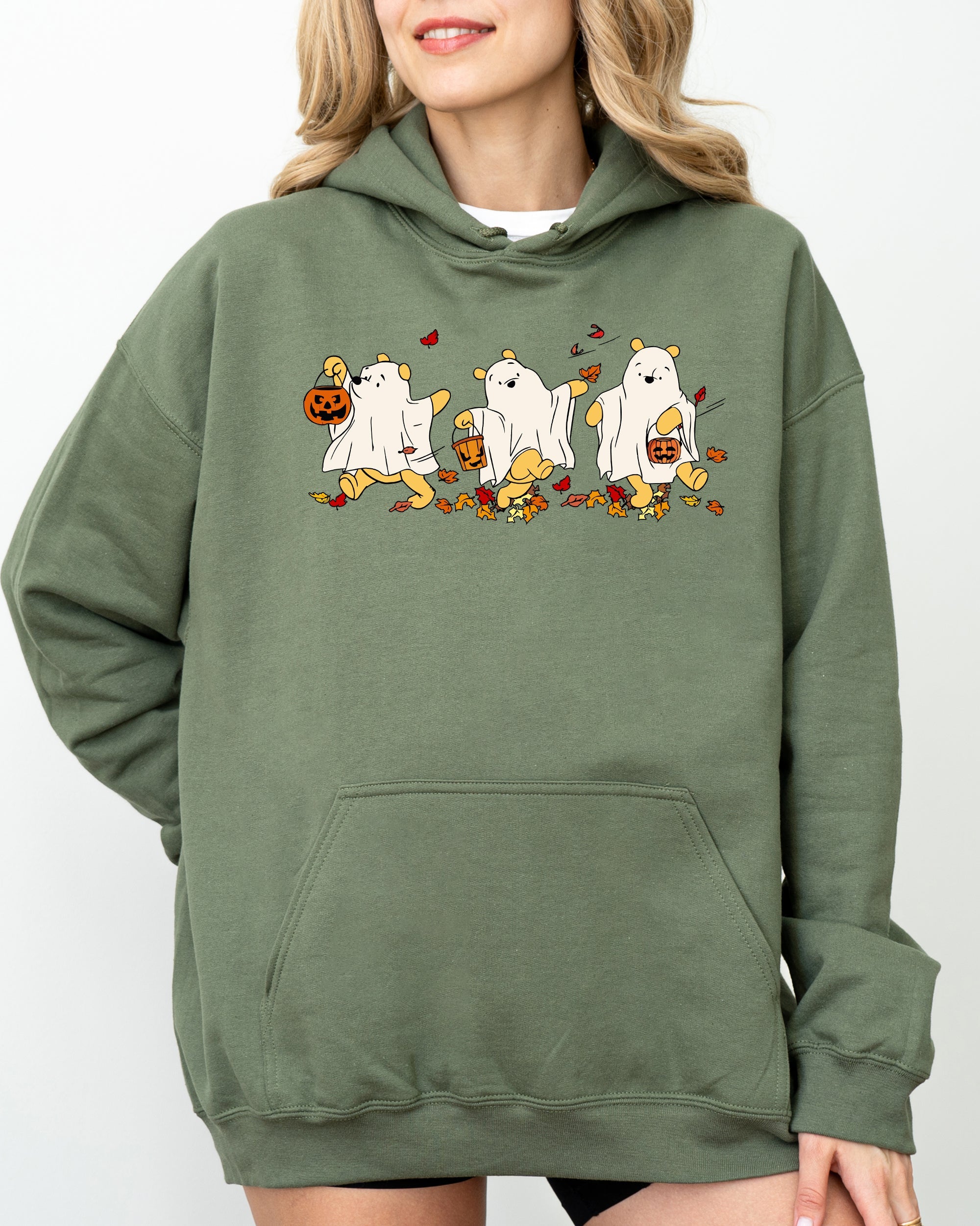 Ghost Pooh Bear Skeleton Halloween Meme Aesthetic Witch Whimsical Spooky Costume Hoodie