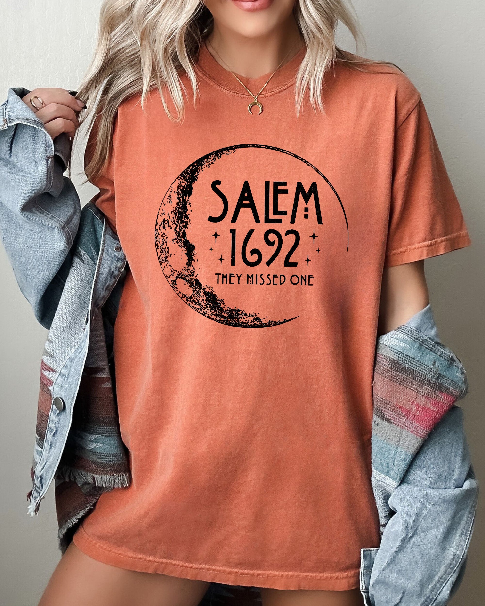 Salem 1692 Skeleton Witch Halloween Meme Spooky Vintage Gothic Design Comfort Colors Tee