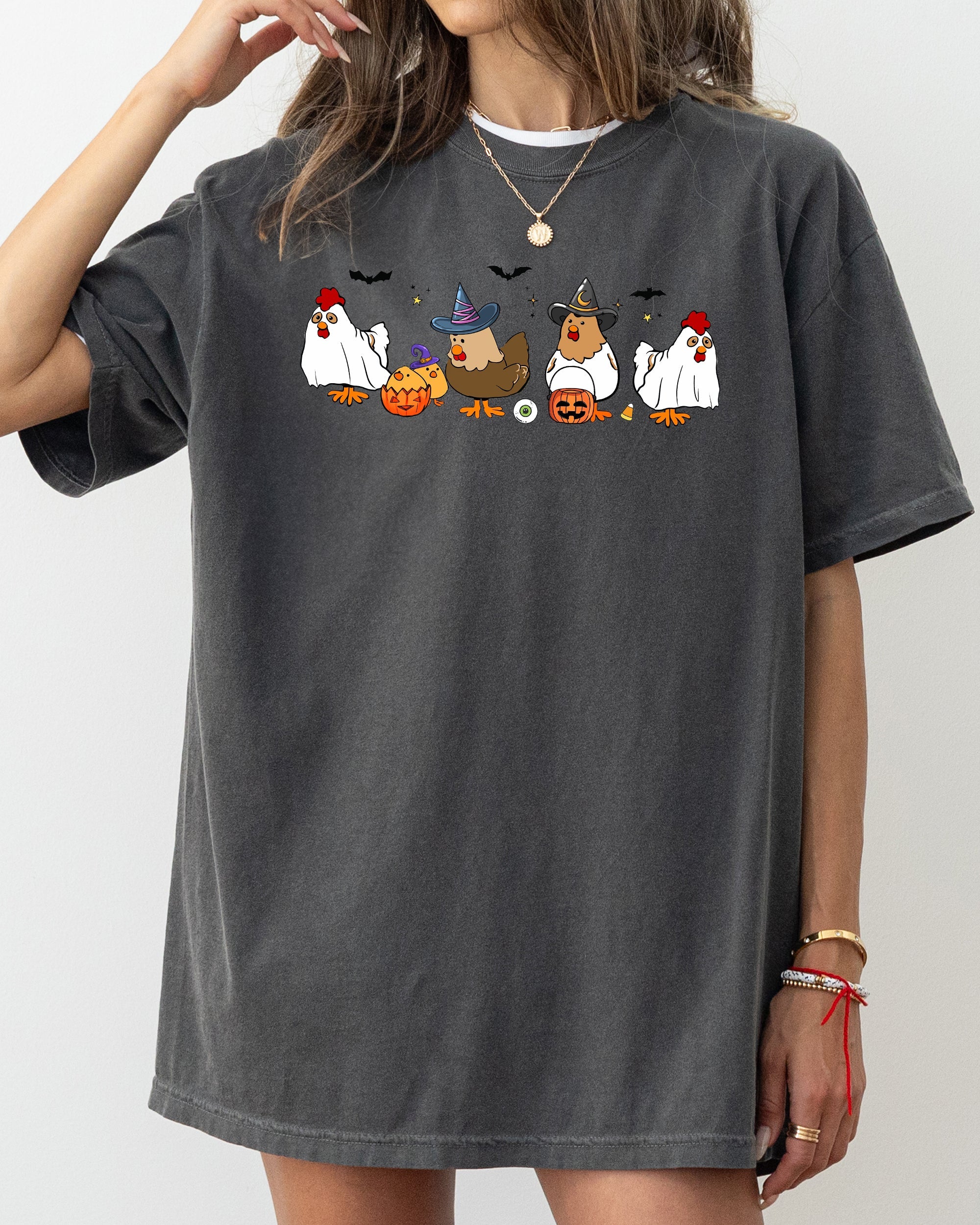 Mini Chickens Witch Skeleton Meme Halloween Costume Spooky Aesthetic Comfort Colors Tee