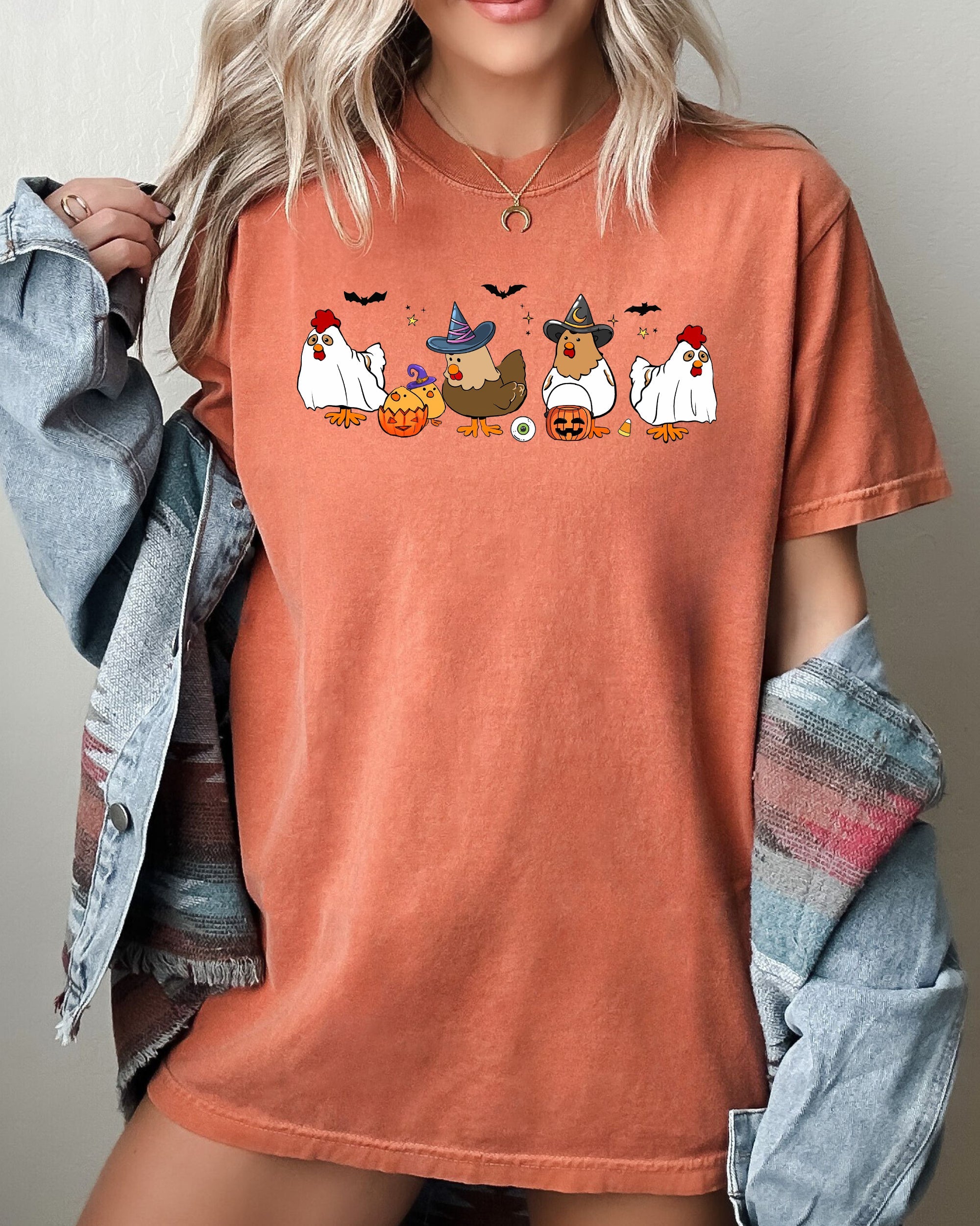 Mini Chickens Witch Skeleton Meme Halloween Costume Spooky Aesthetic Comfort Colors Tee
