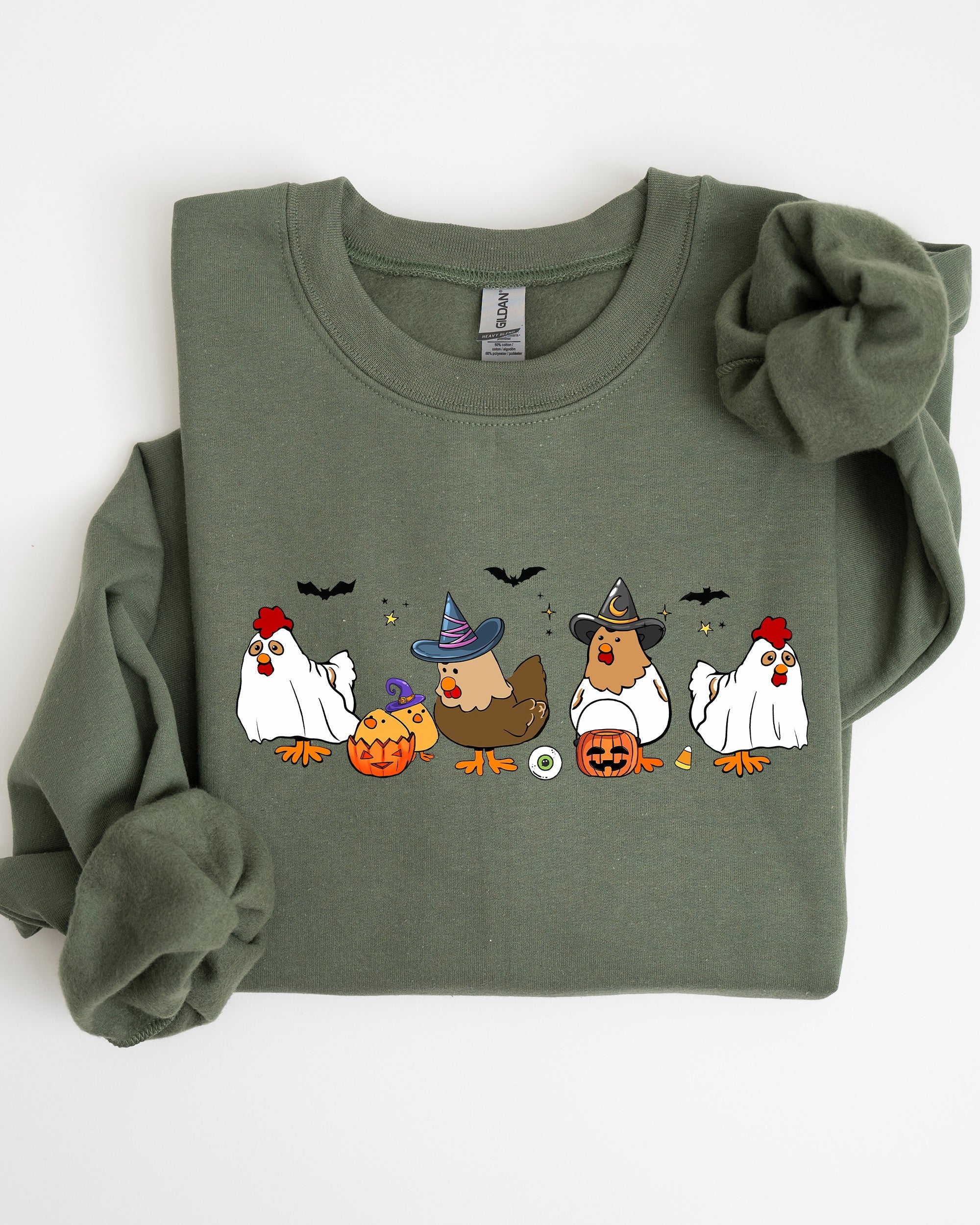 Mini Chickens Witch Skeleton Meme Halloween Aesthetic Funny Spooky Costume Sweatshirt