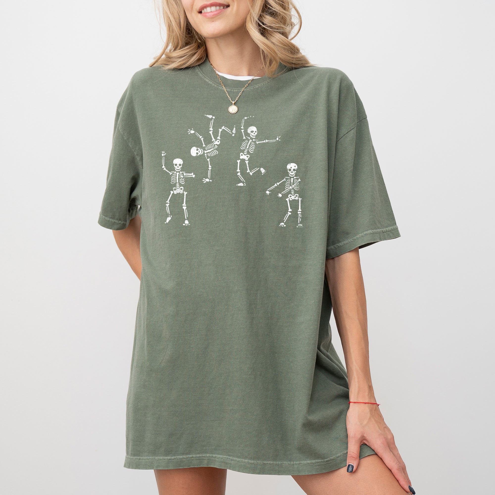 Funny Dancing Skeletons Witch Skull Spooky Halloween Aesthetic Meme Costume Comfort Colors Tee