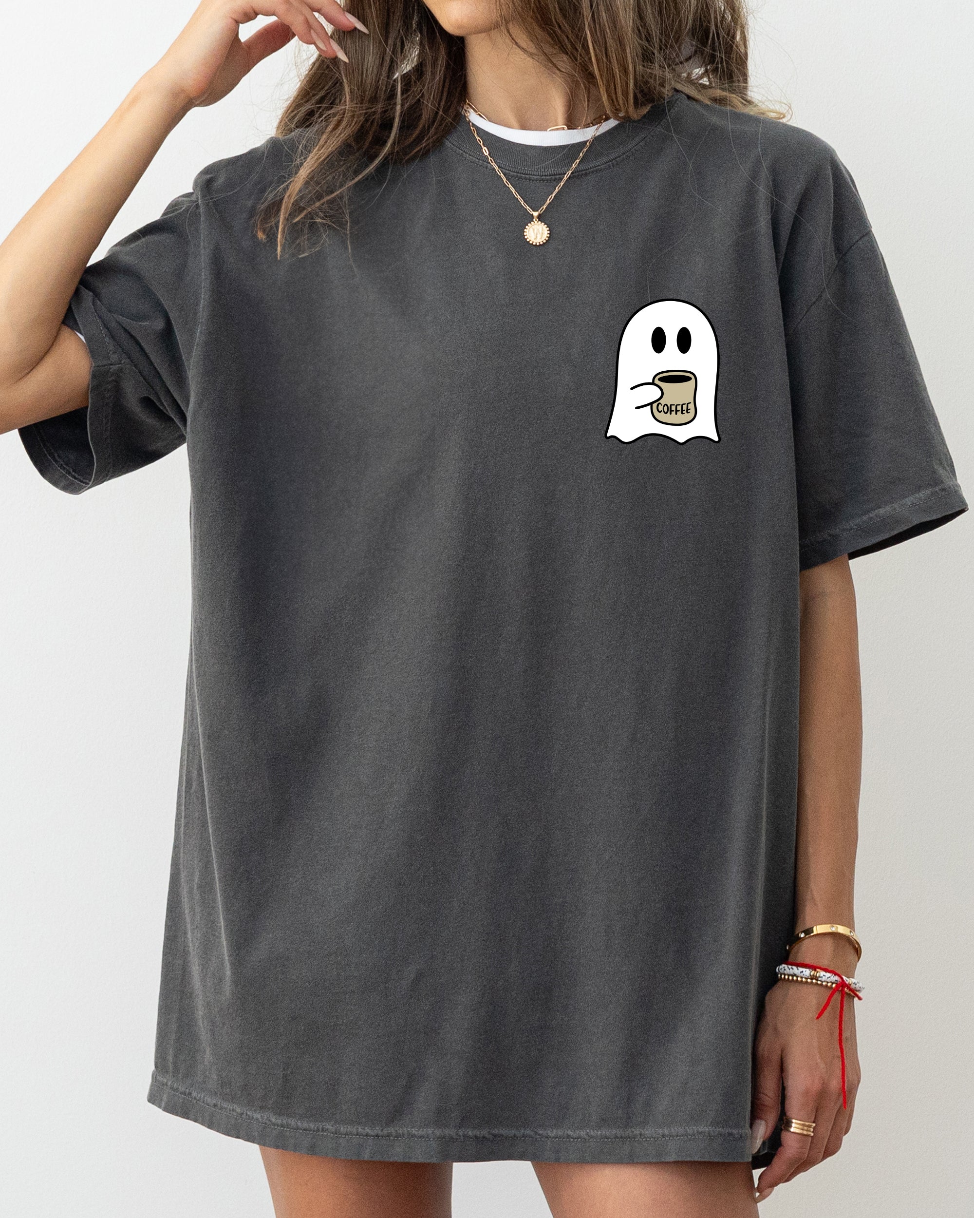 Ghost Coffee Lover Pocket Skeleton Witch Skull Meme Halloween Spooky Comfort Colors Tee