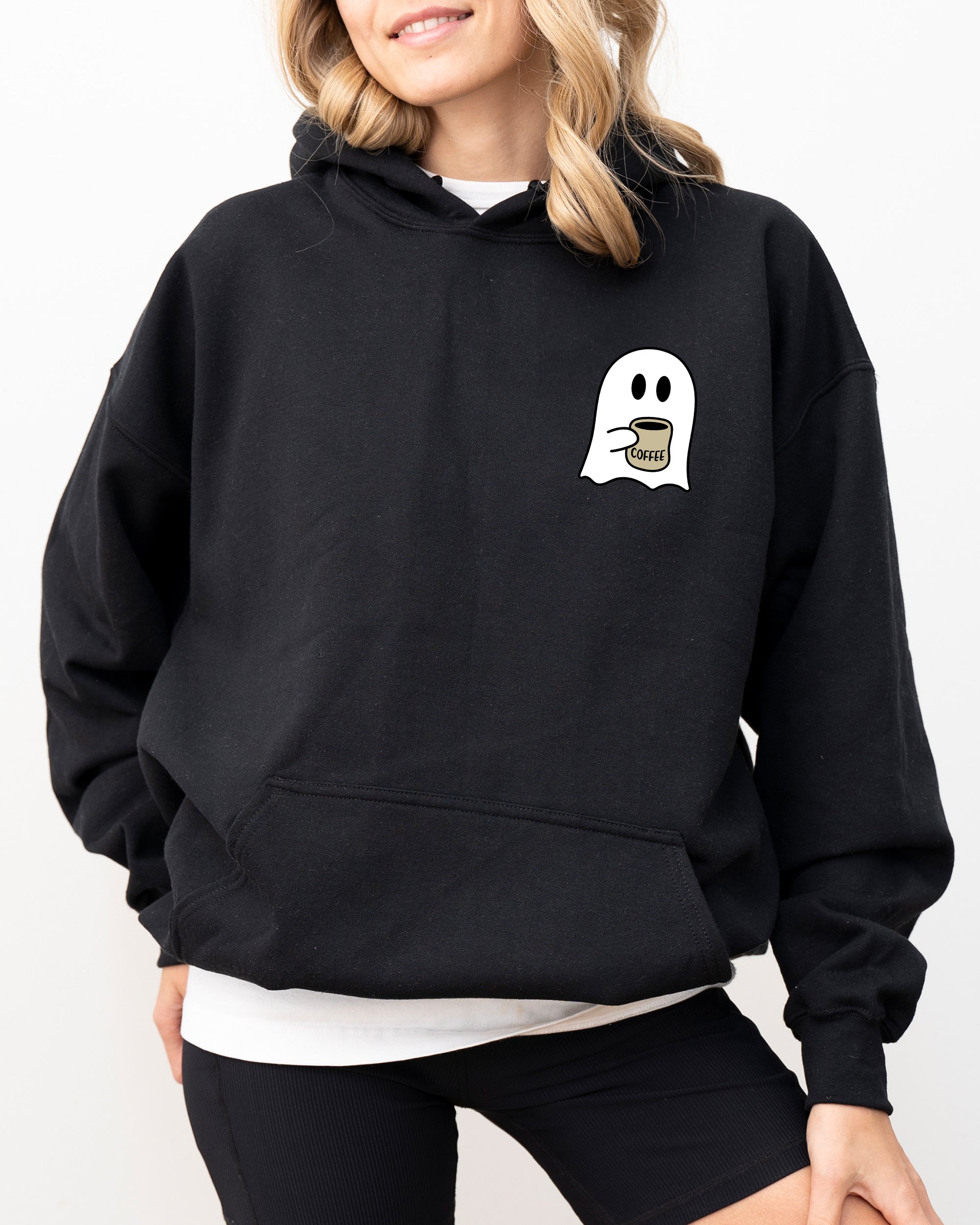 Ghost Coffee Lover Pocket Skeleton Witch Skull Meme Spooky Halloween Party Hoodie