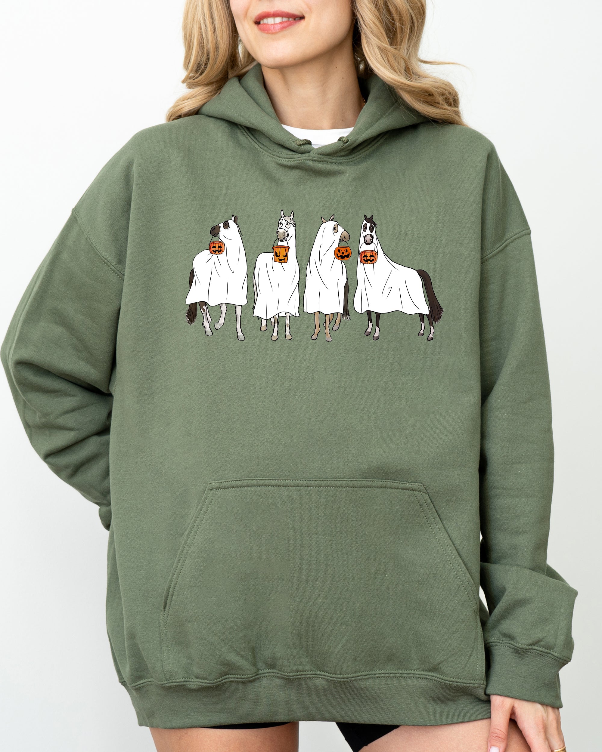 Horse Ghost Farm Skeleton Witch Skull Meme Aesthetic Spooky Halloween Costume Epic Hoodie