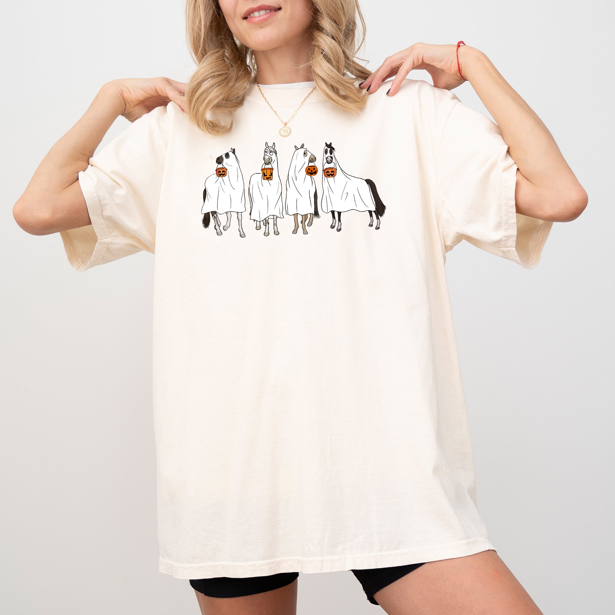 Horse Ghost Farm Skeleton Witch Skull Meme Halloween Costume Graphic Comfort Colors Tee