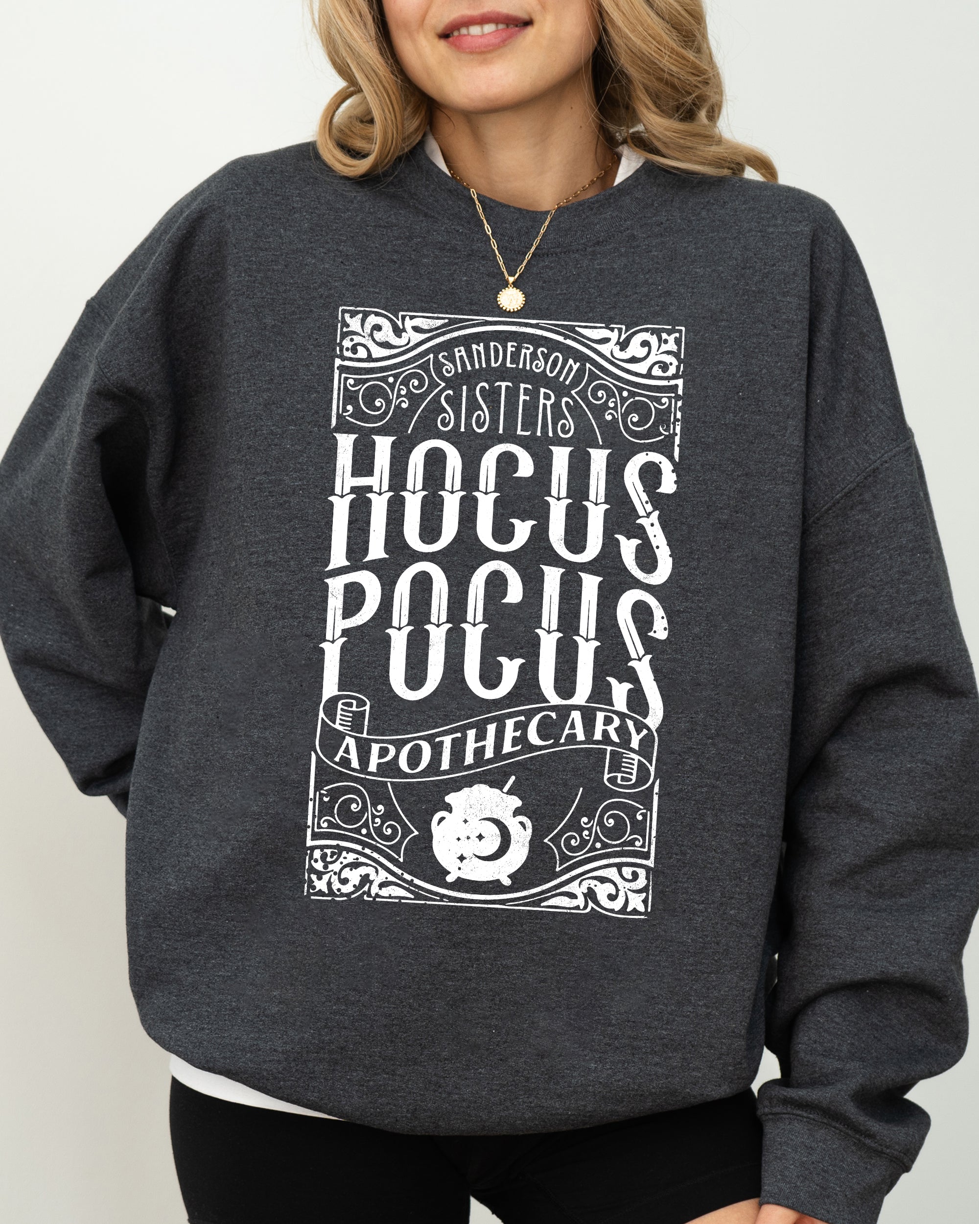 Hocus Pocus Apothecary Skeleton Witch Skull Spooky Halloween Costume Meme Sweatshirt