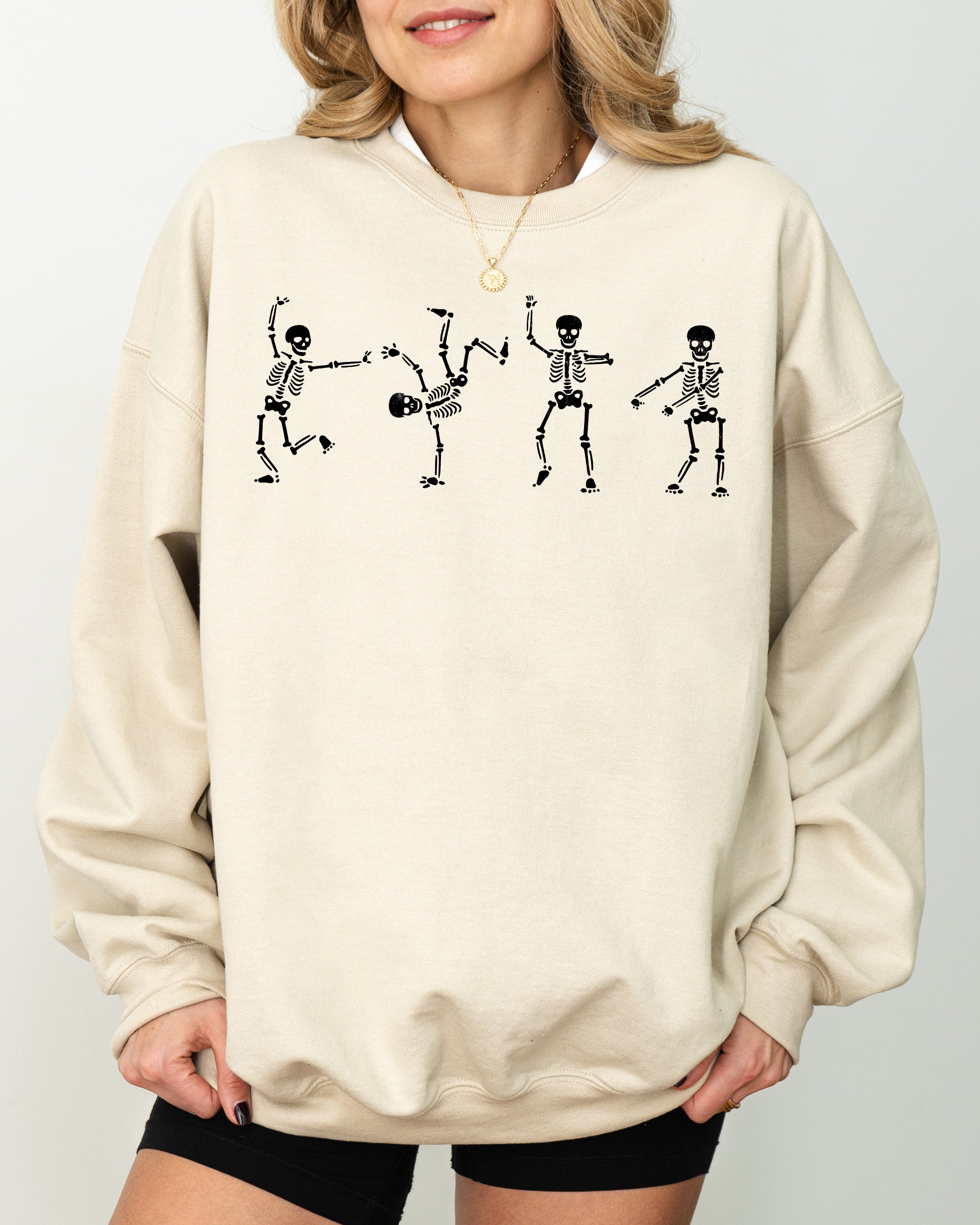 Funny Skeletons Dance Ghost Witch Skull Spooky Aesthetic Meme Halloween Sweatshirt