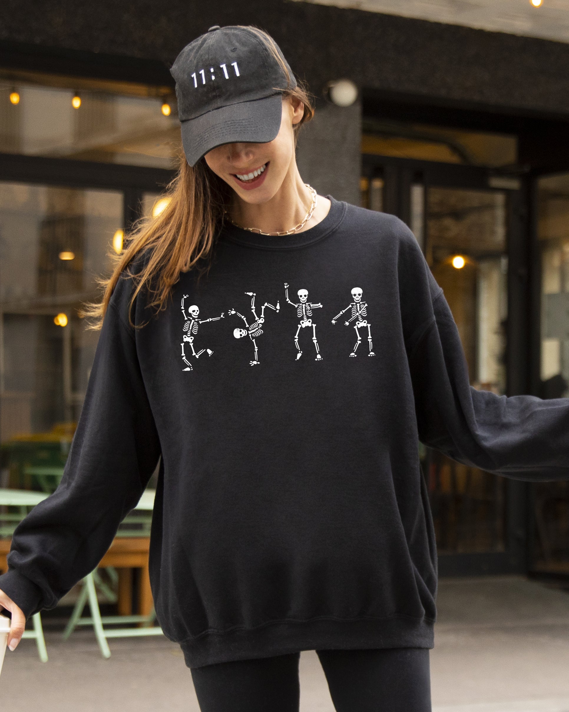 Funny Skeletons Dance Ghost Witch Skull Spooky Aesthetic Meme Halloween Sweatshirt