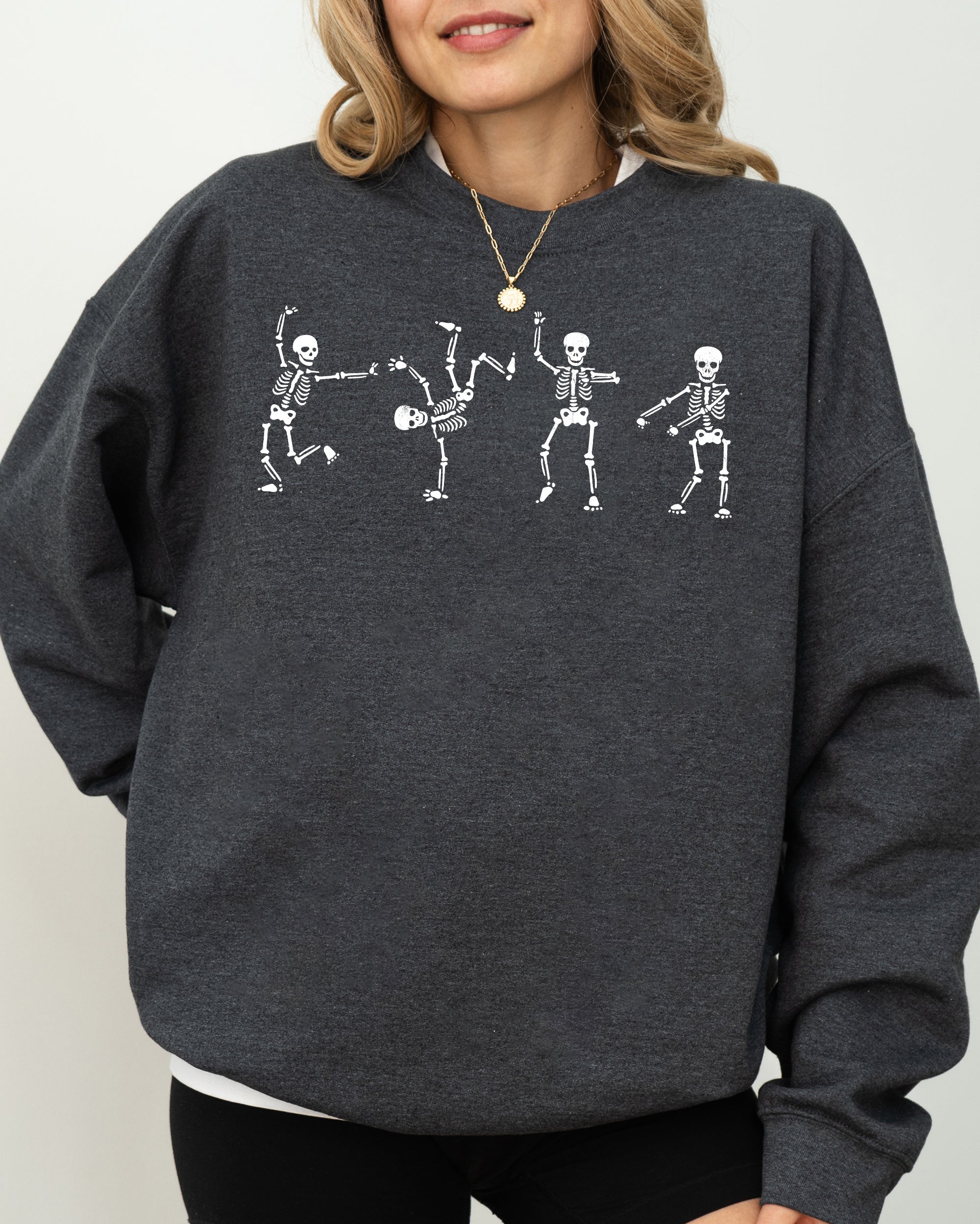 Funny Skeletons Dance Ghost Witch Skull Spooky Aesthetic Meme Halloween Sweatshirt