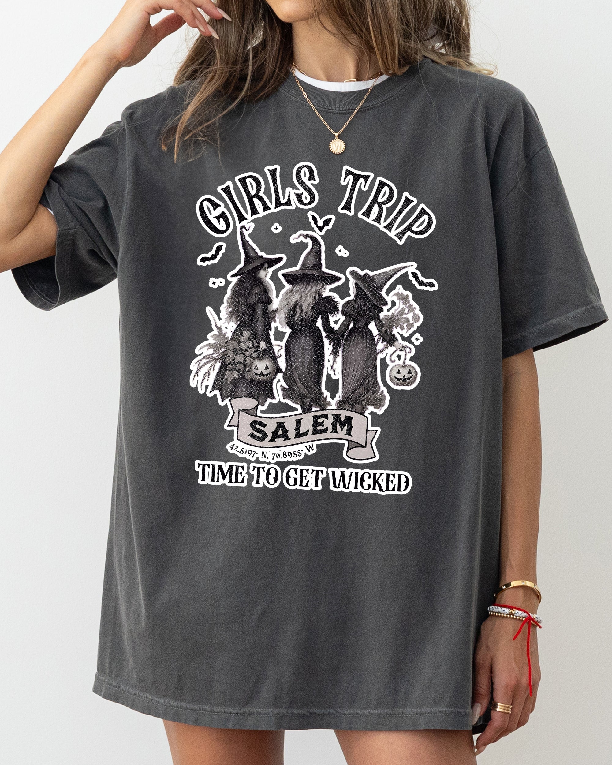Girls Trip Salem Skeleton Witch Skull Spooky Halloween Costume Meme Comfort Colors Tee