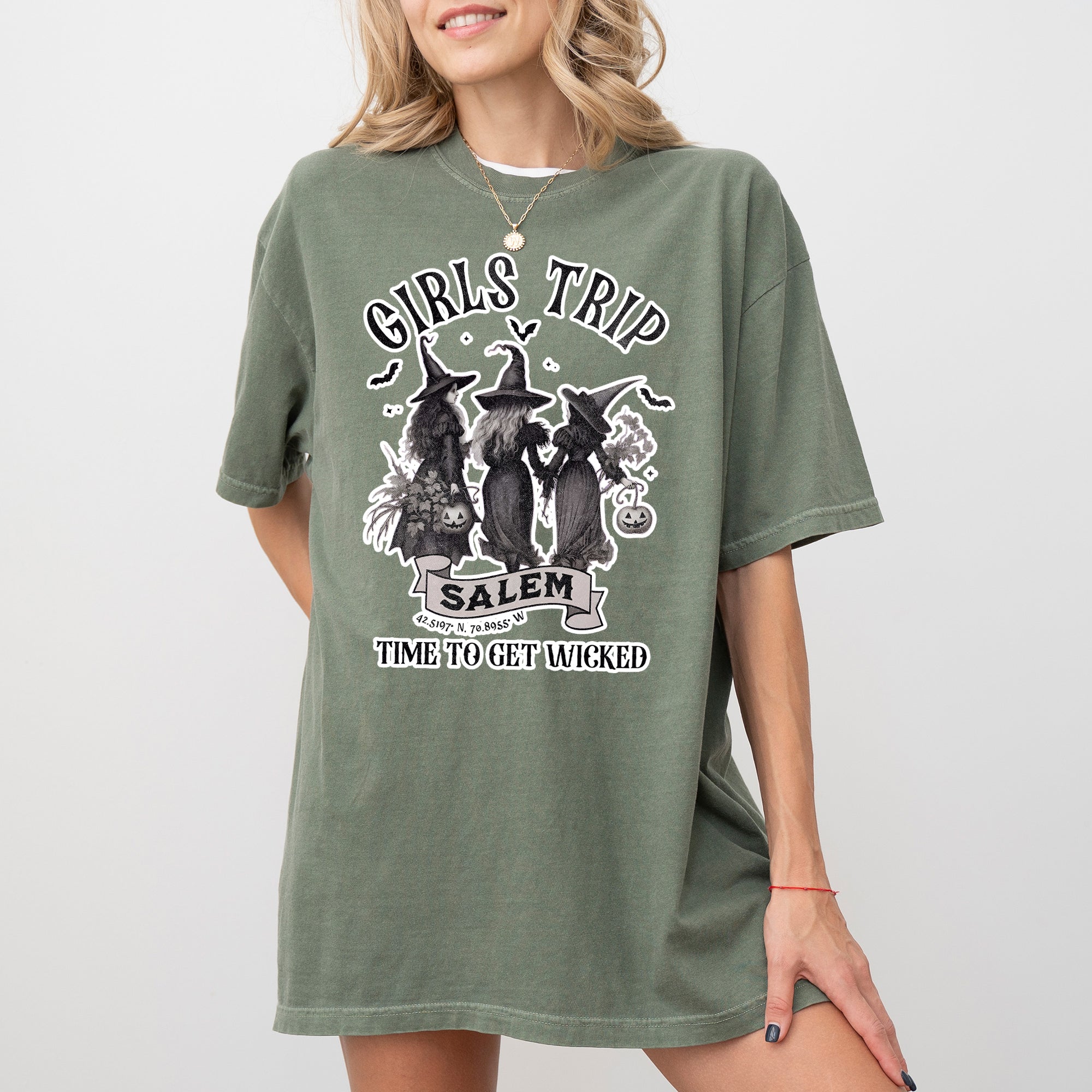 Girls Trip Salem Skeleton Witch Skull Spooky Halloween Costume Meme Comfort Colors Tee